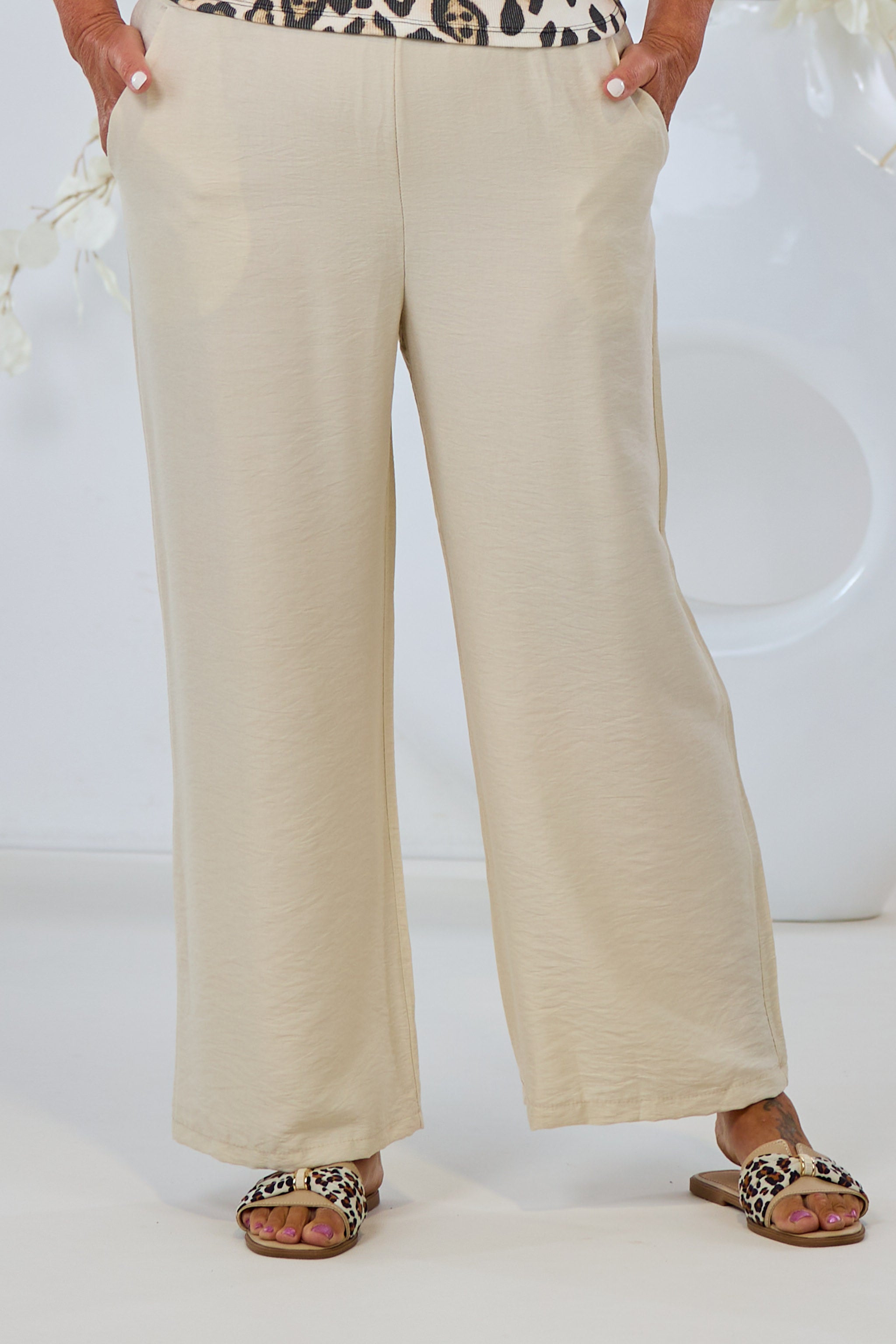 Uni Hose mit elastischem Bund, beige