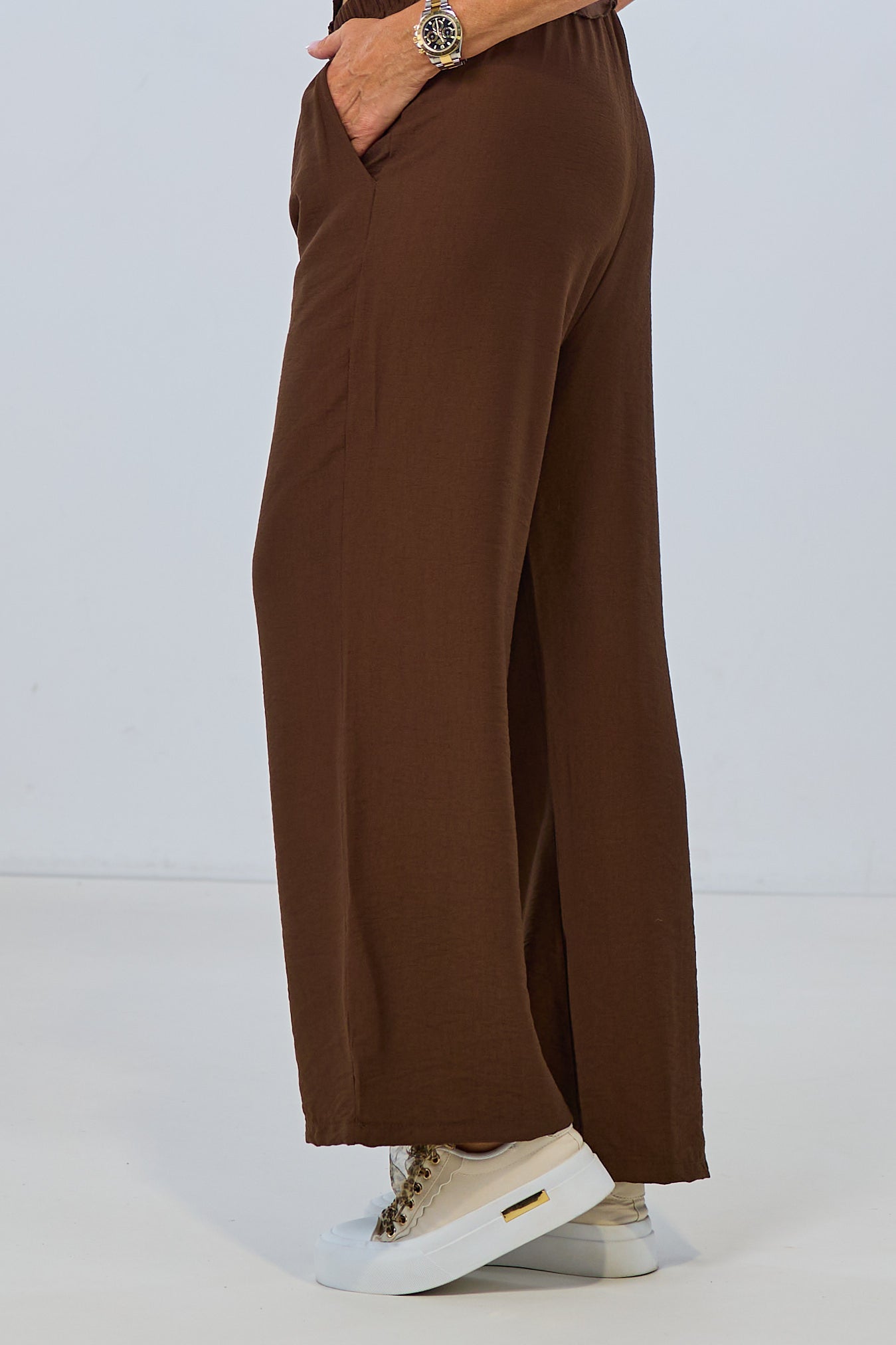 Uni Hose mit elastischem Bund, braun