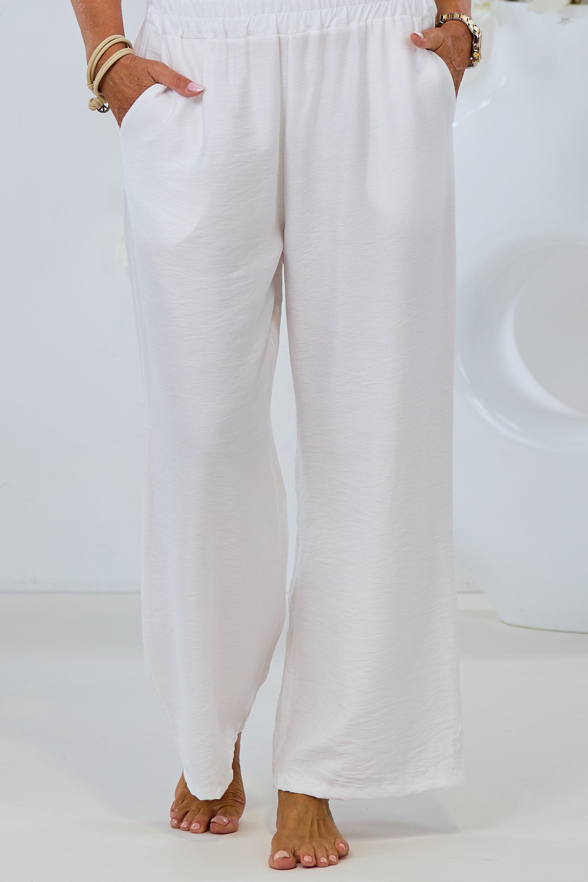 Uni Hose mit elastischem Bund, weiß