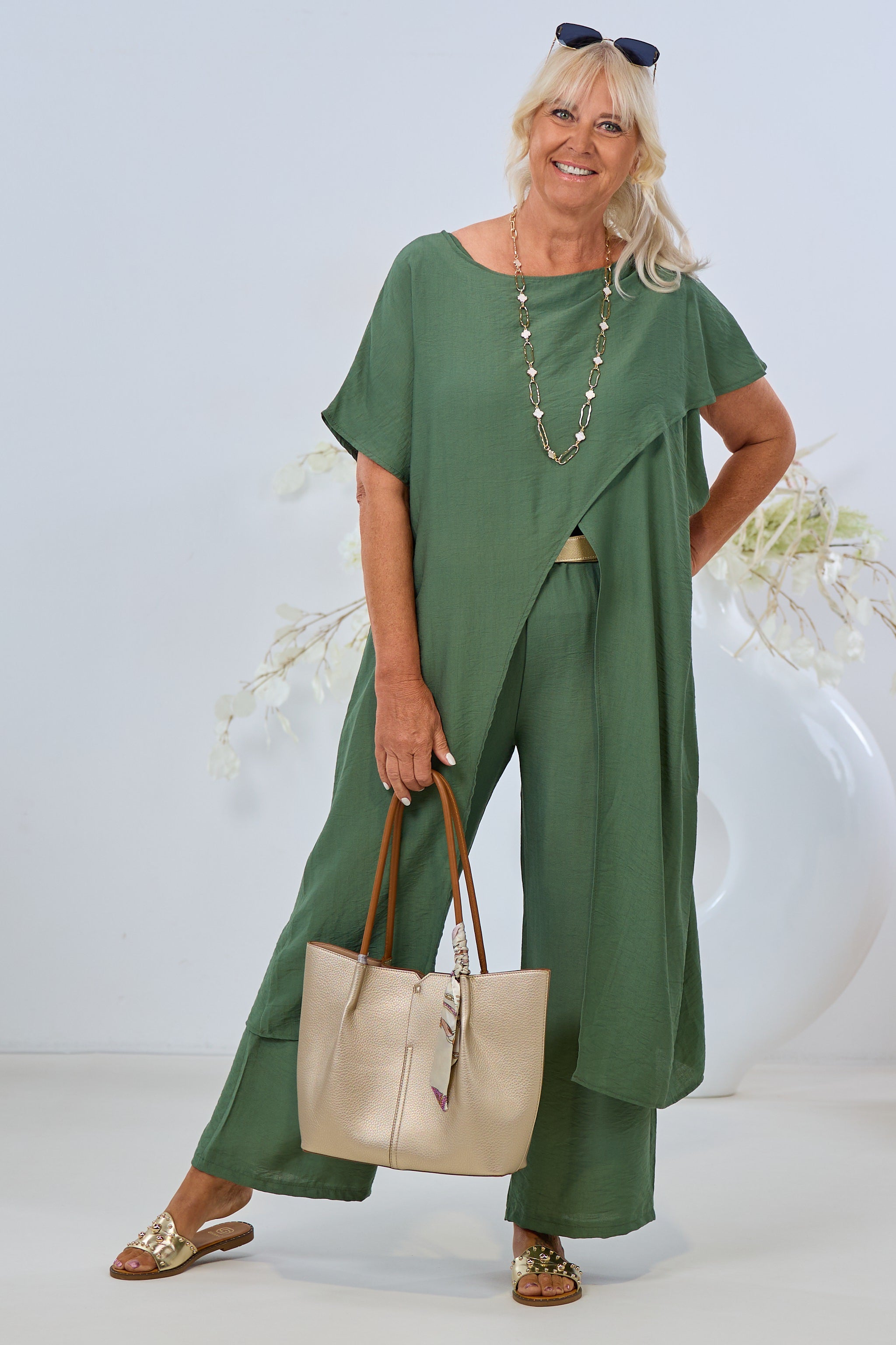 Uni Hose mit elastischem Bund, khaki