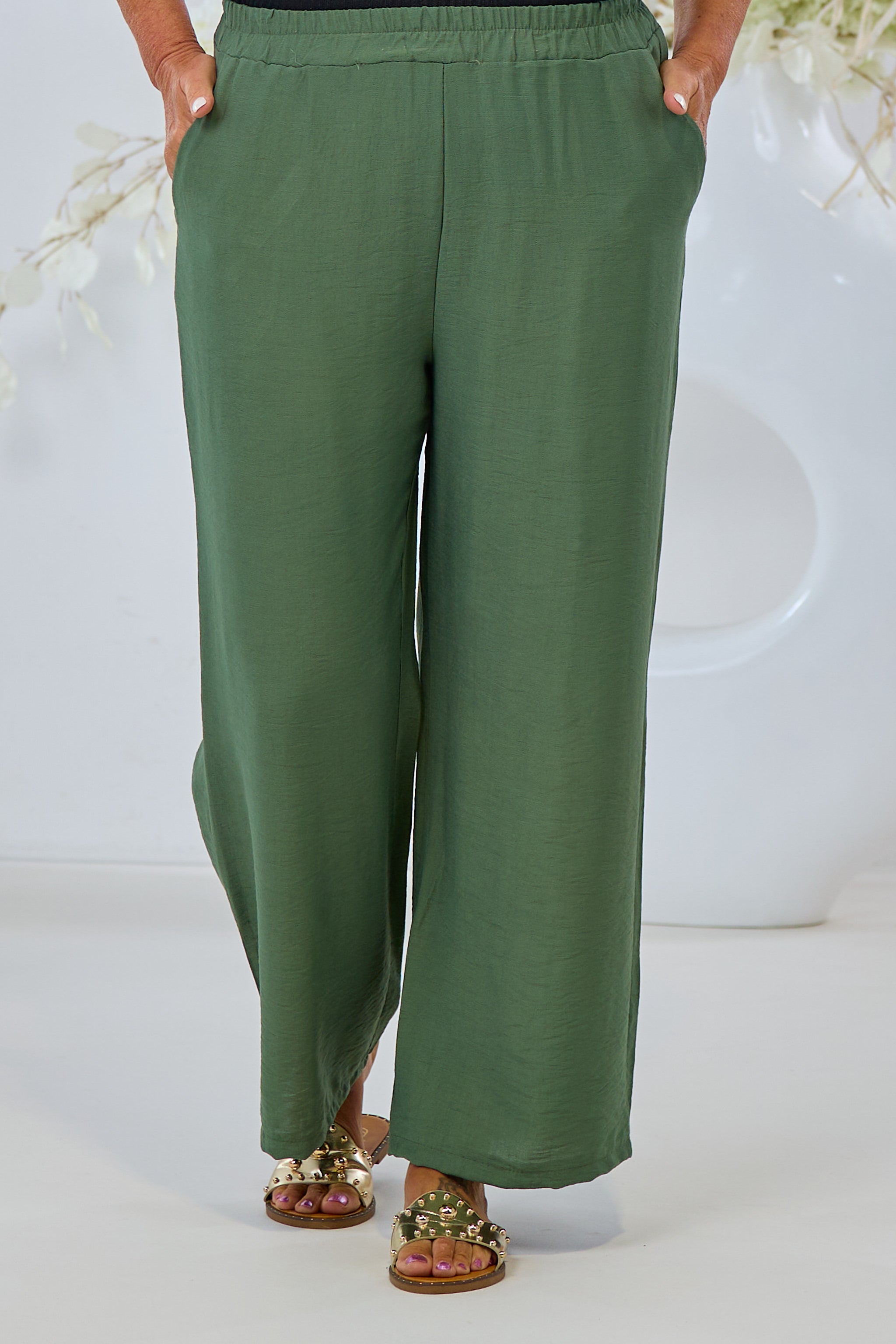 Uni Hose mit elastischem Bund, khaki