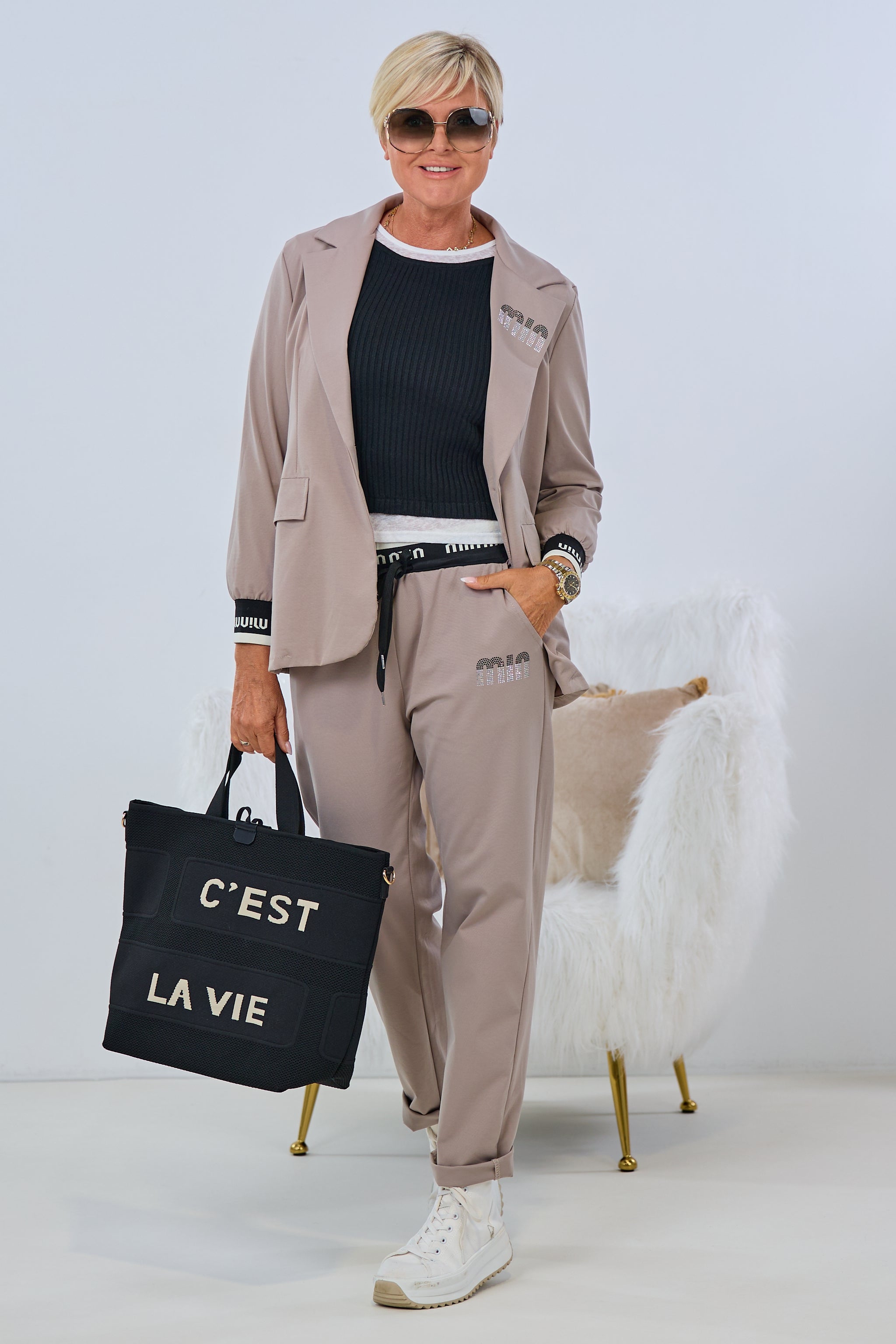 Blazer mit tollem Bund, taupe