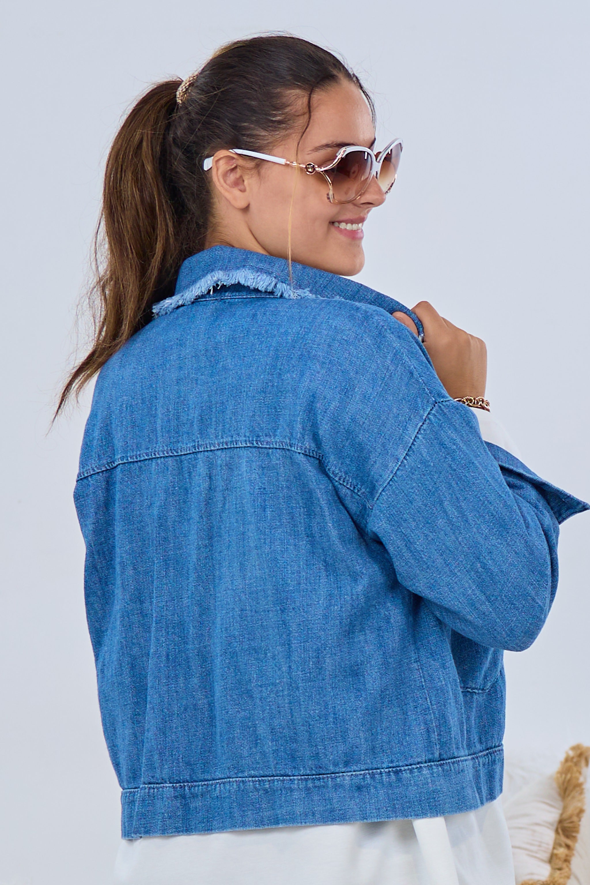 Jeansjacke im Hemdstyle, hell denim