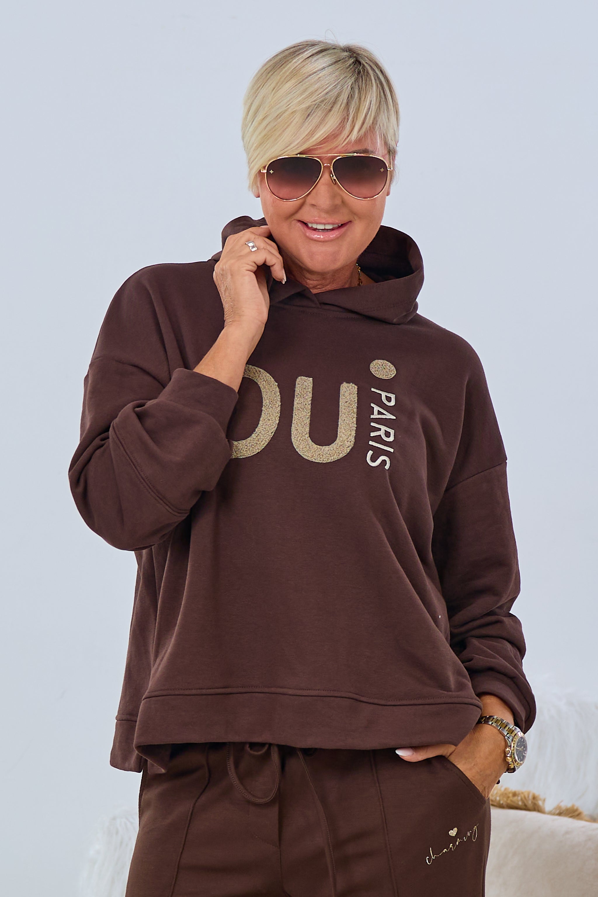 Hoodie "PARIS", dunkelbraun