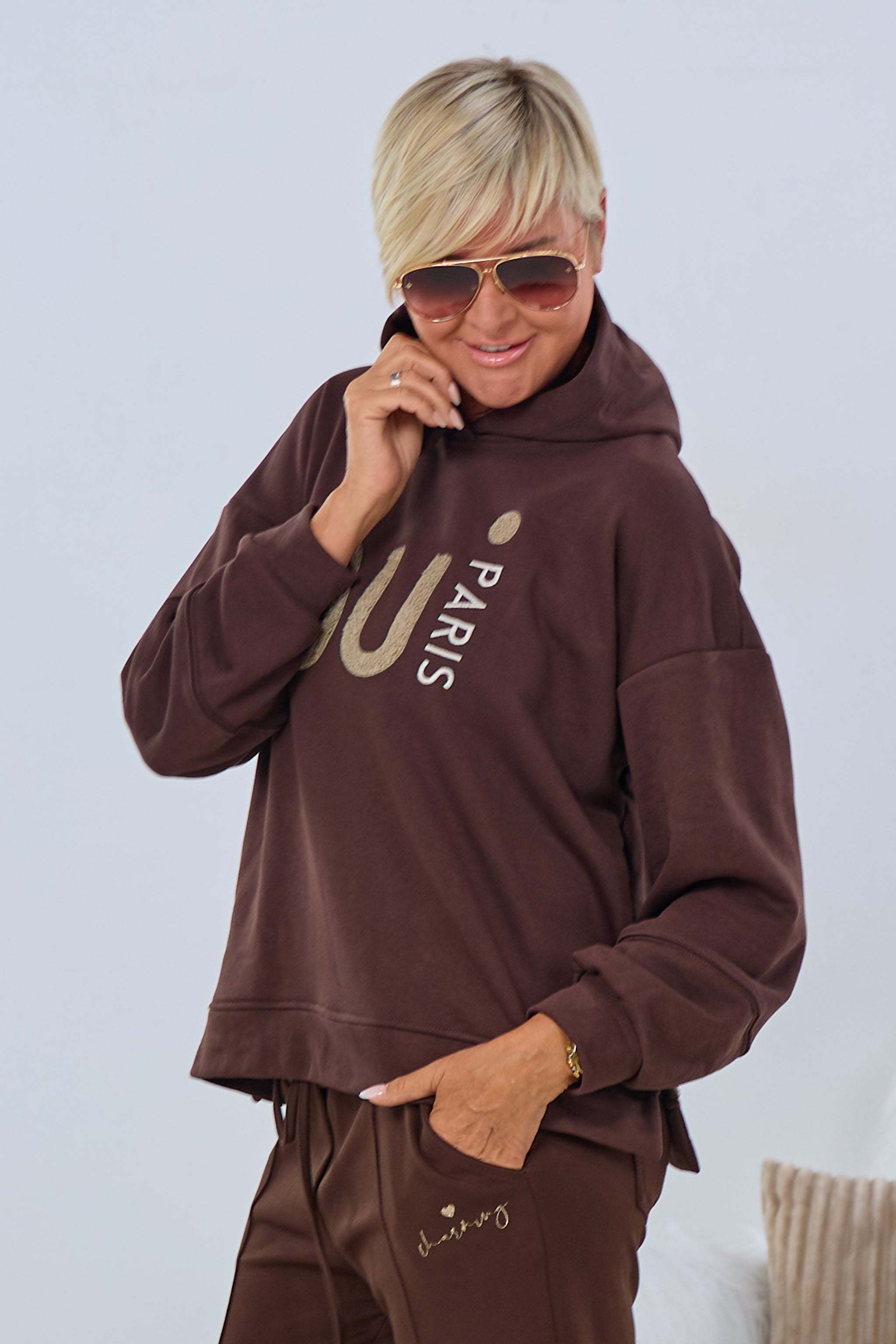 Hoodie "PARIS", dunkelbraun