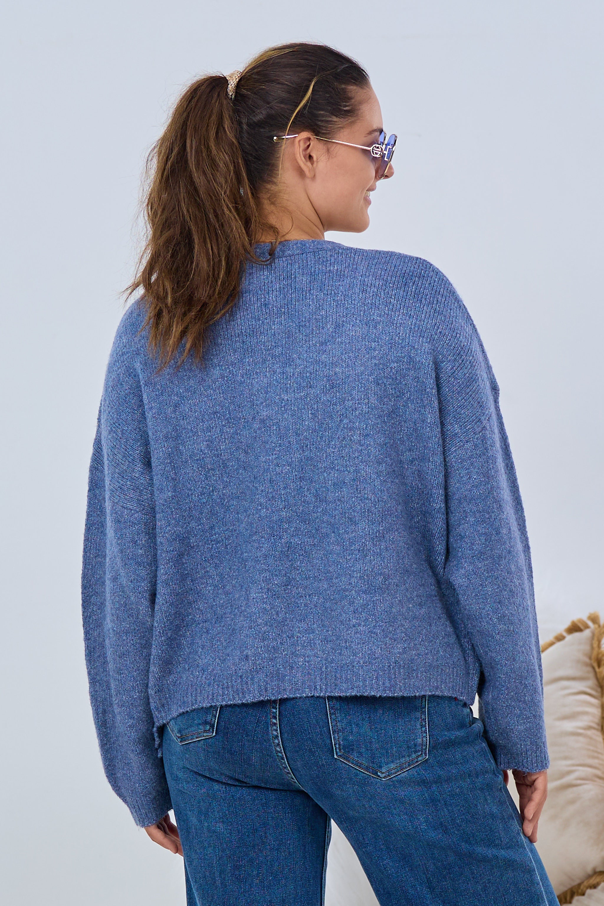 Cardigan mit Zierkordeln, blau