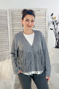 Cardigan mit Zierkordeln, grau