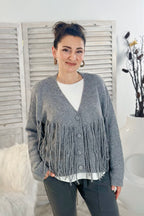 Cardigan mit Zierkordeln, grau