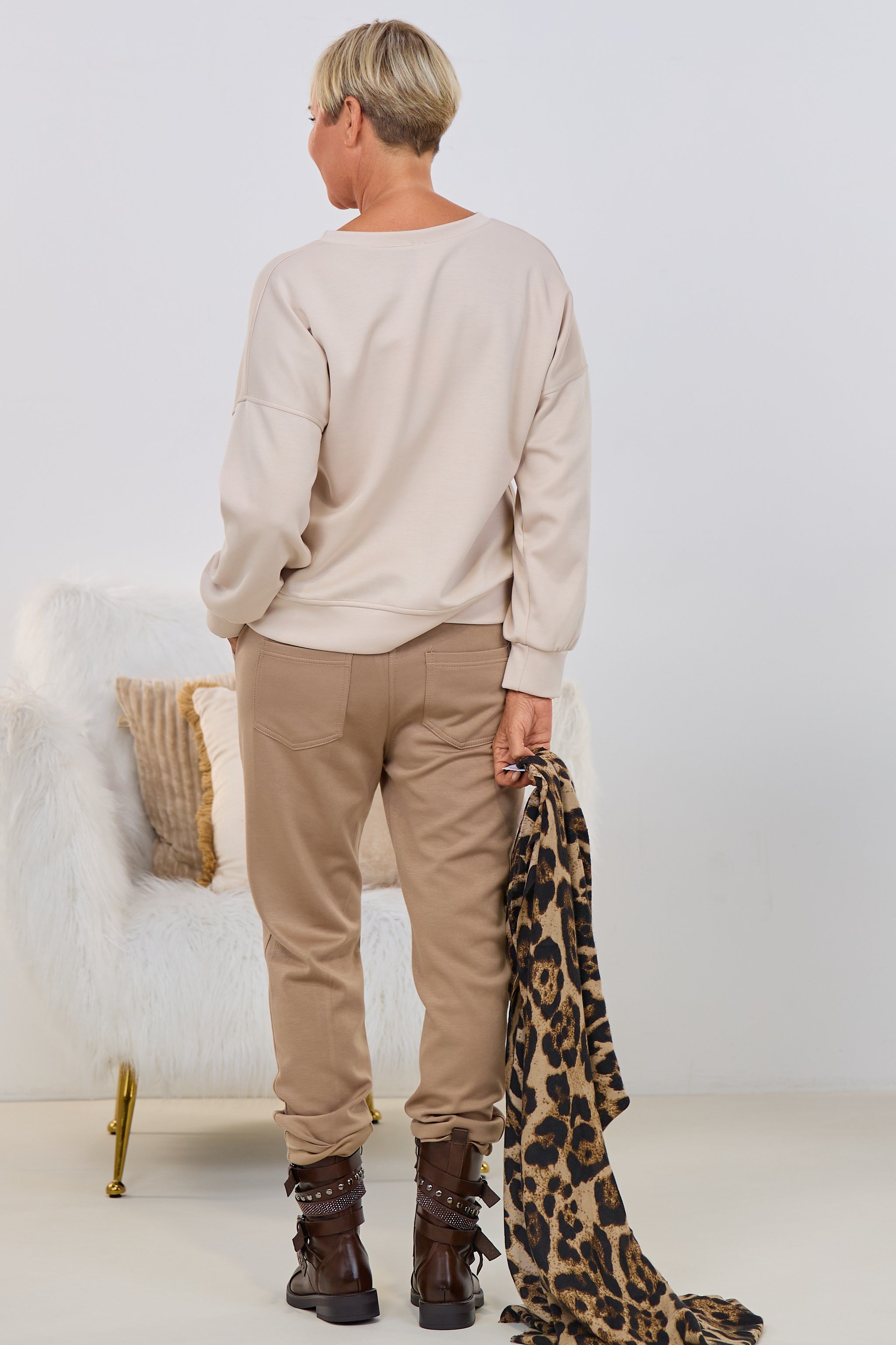 Sweaty mit LE MARAIS-Flock, beige-braun
