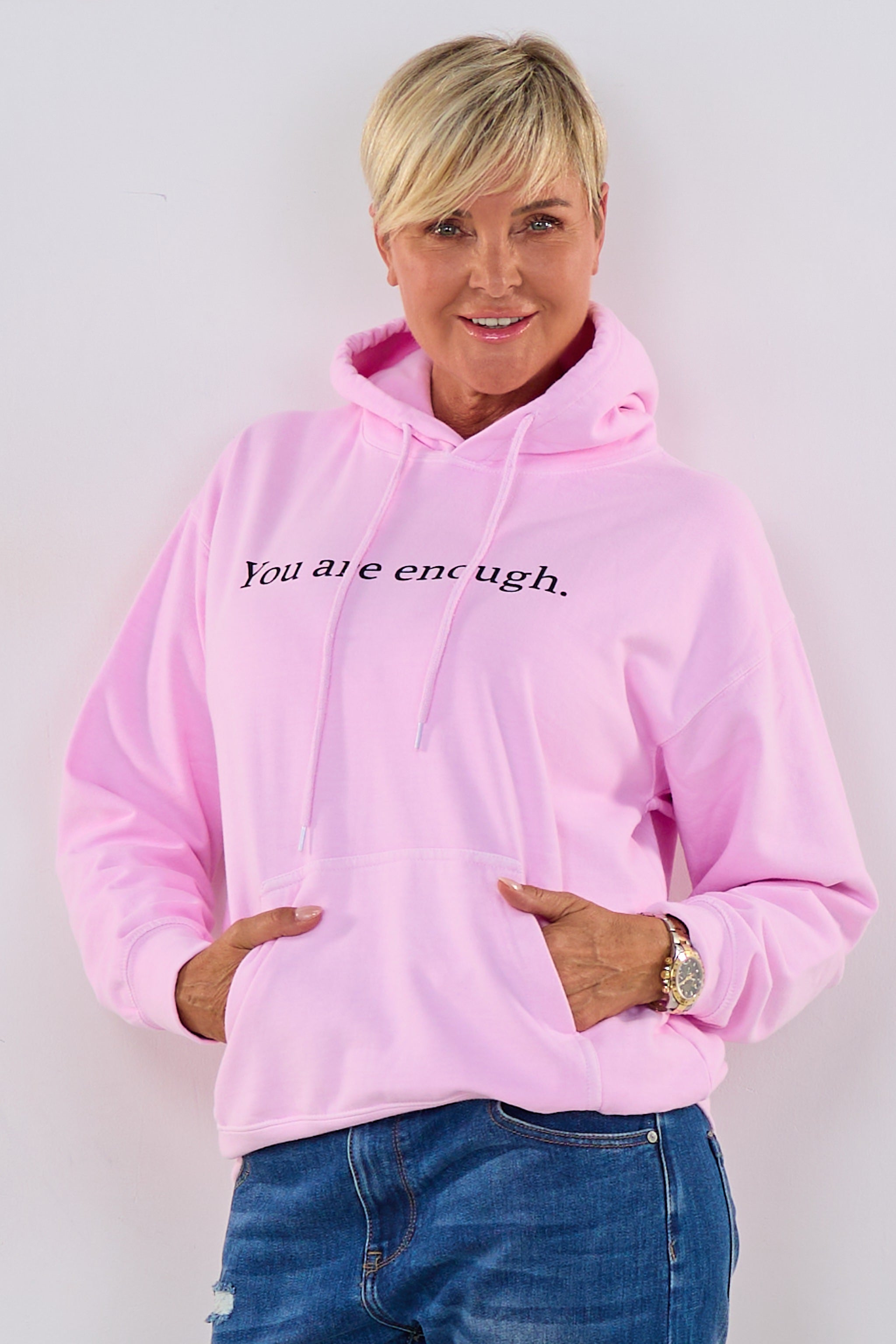 Hoodie YOU ARE ENOUGH, rosa