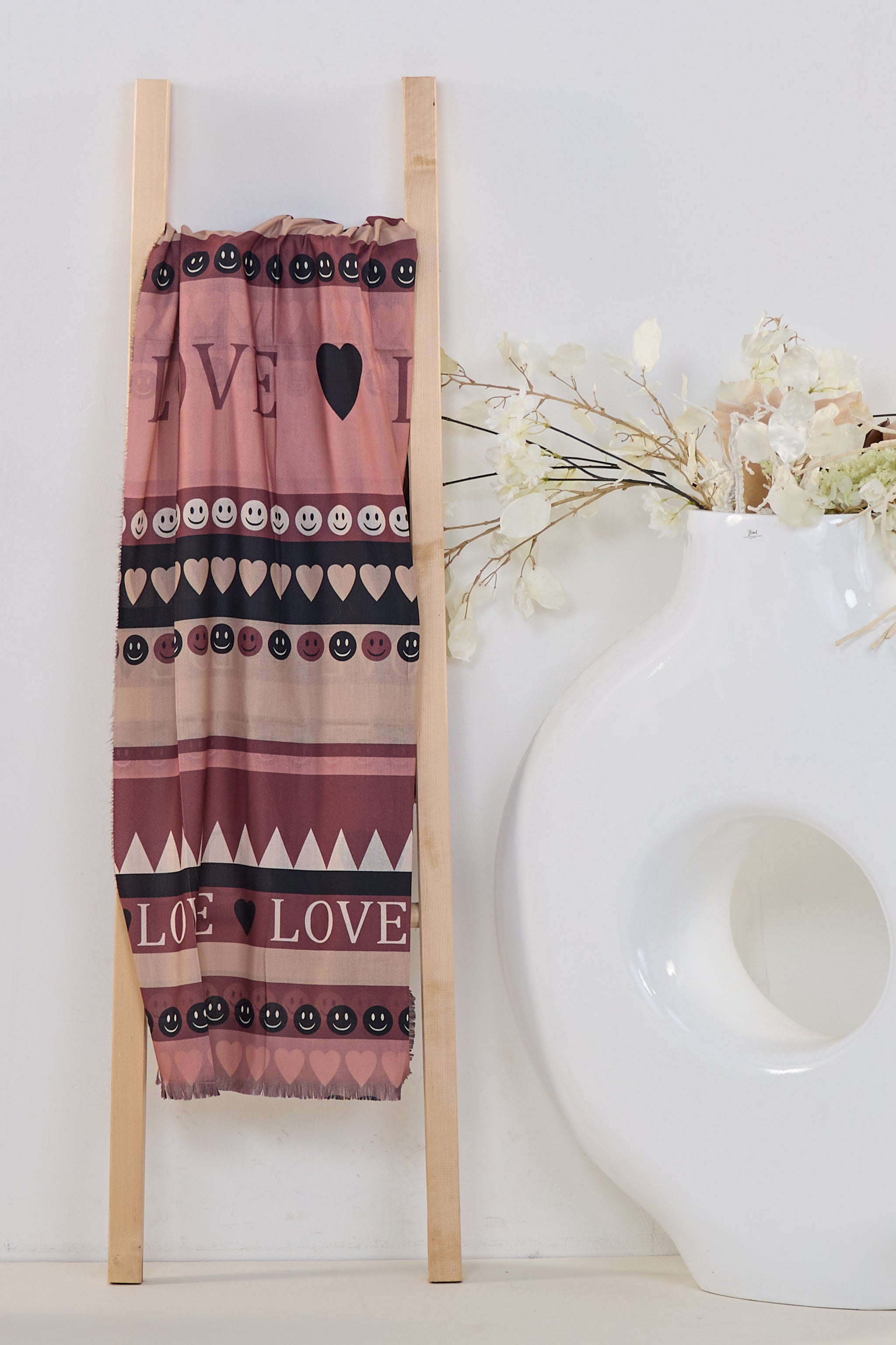 Tuch LOVE/Smiley/Heart, altrosa-taupe