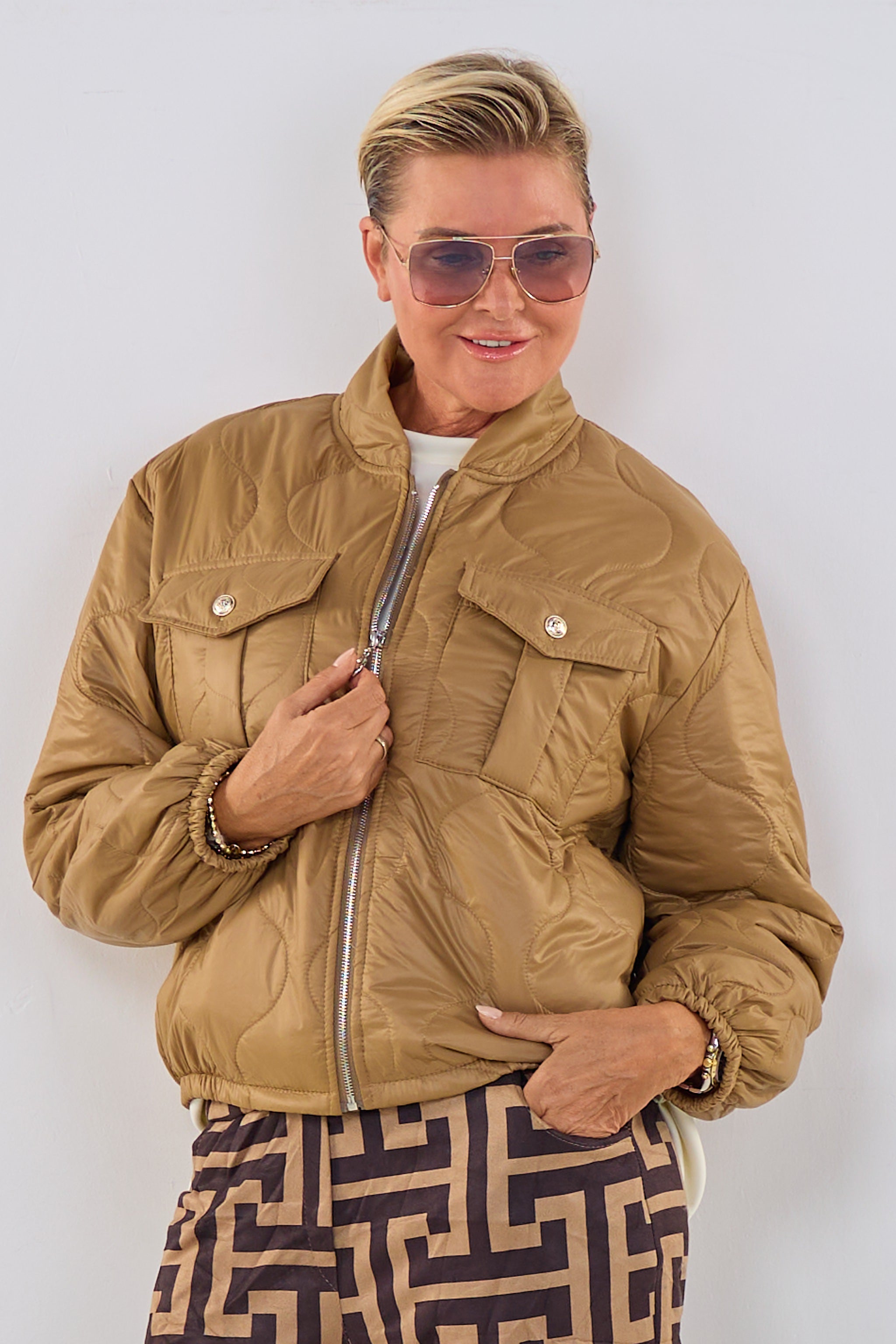 Gesteppte Bomberjacke, camel