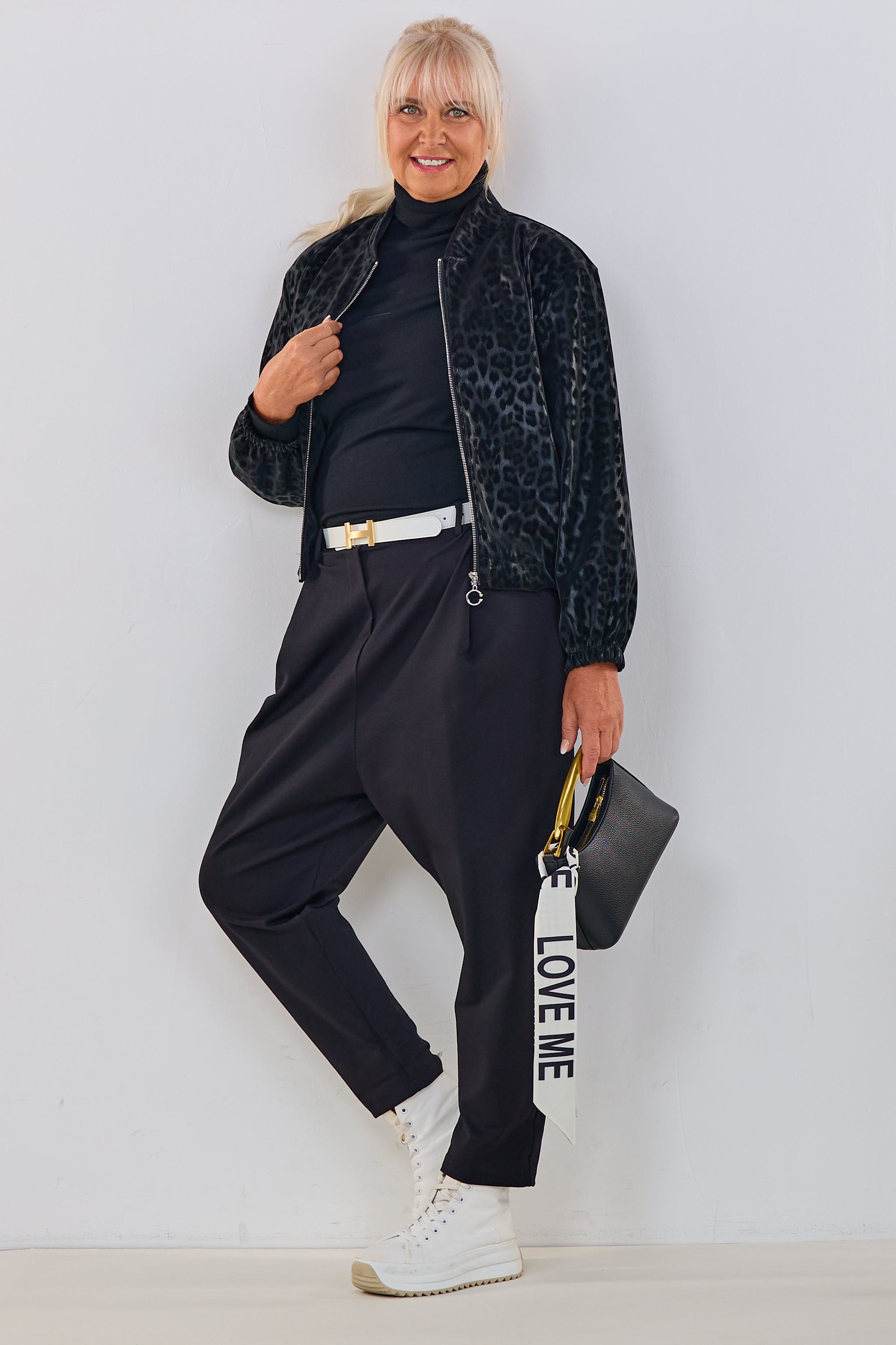 Blouson mit Moiré-Muster, schwarz