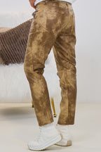 Batik Lederlook Hose, braun-beige