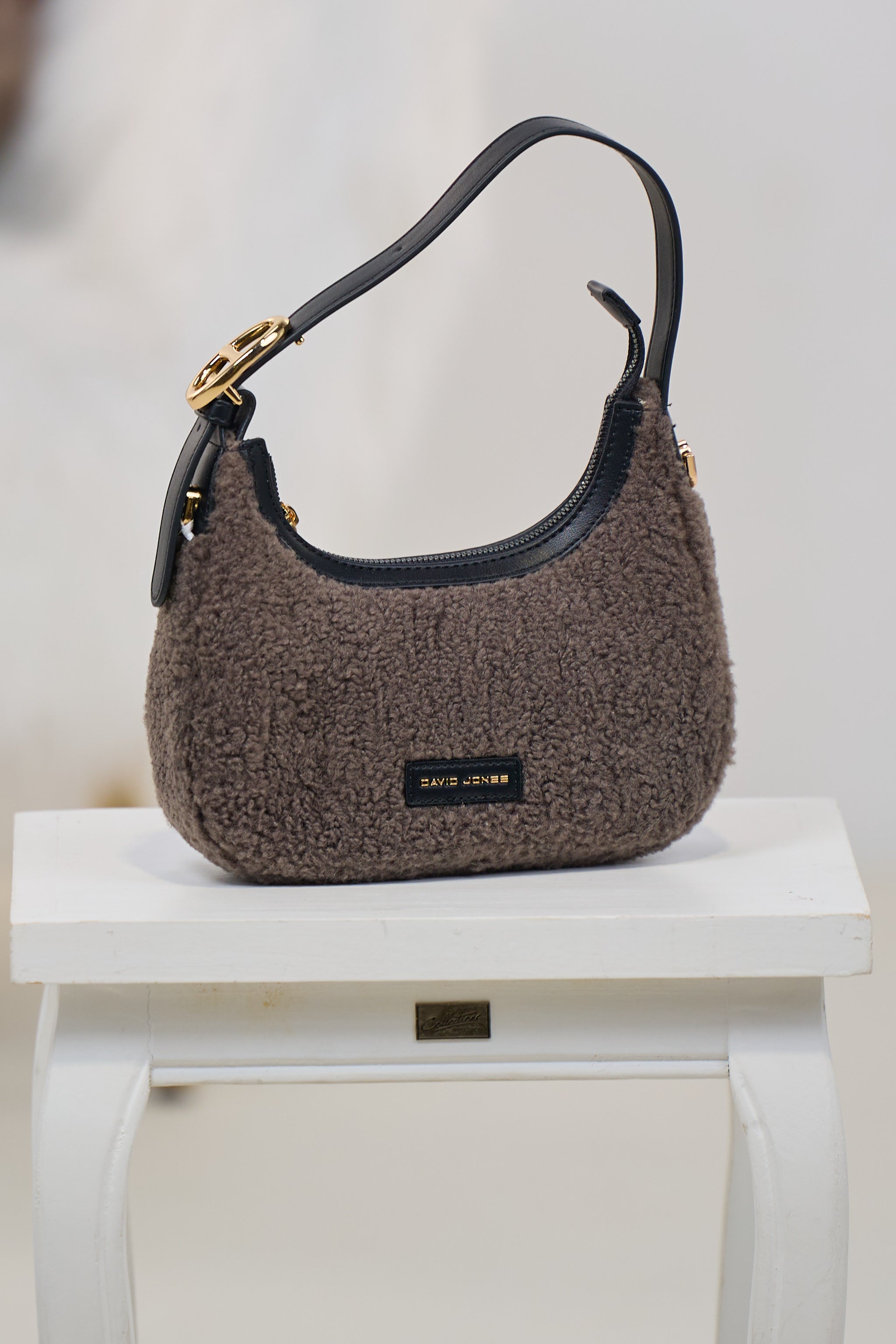 kleine Teddy-Schultertasche, anthrazit