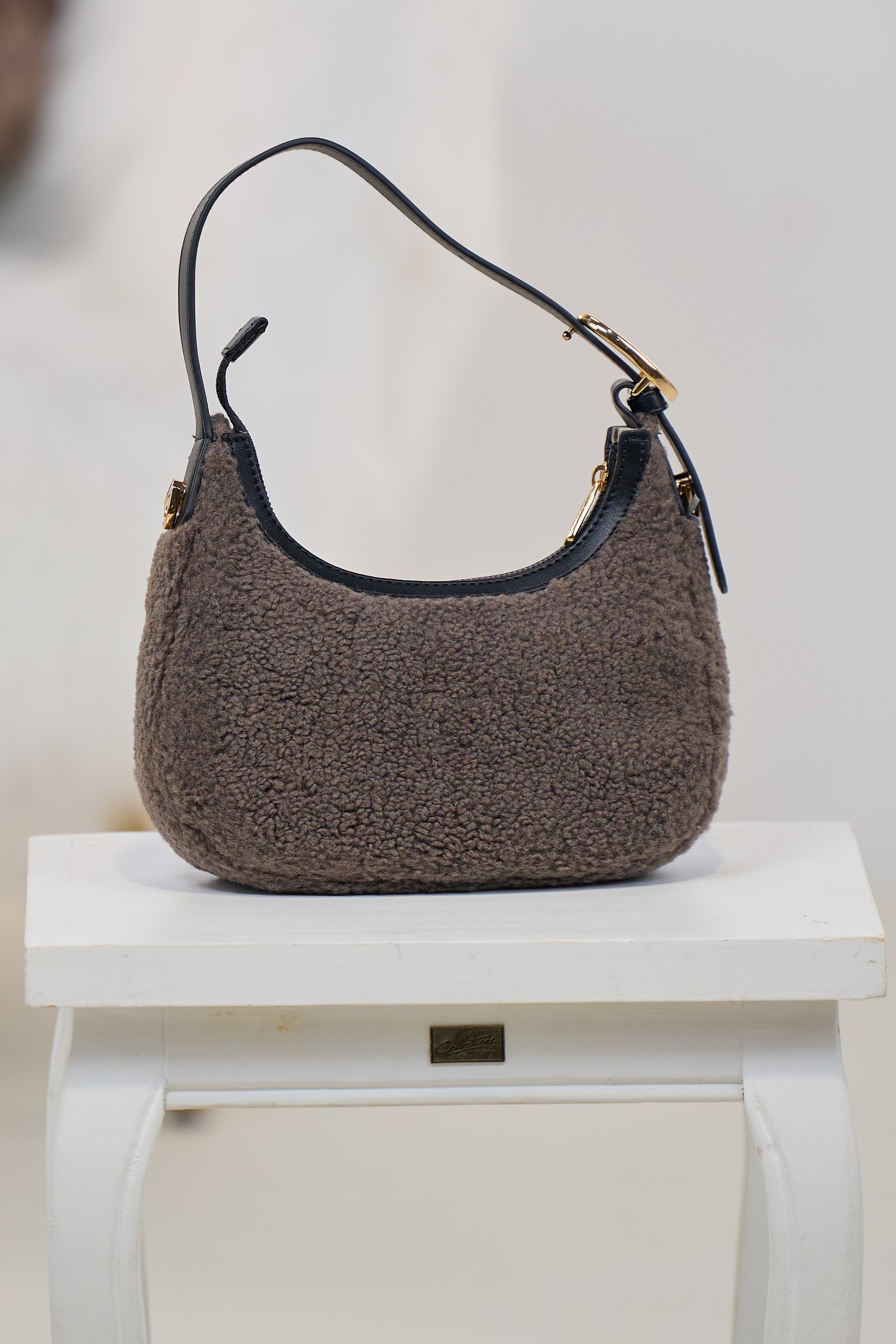 kleine Teddy-Schultertasche, anthrazit