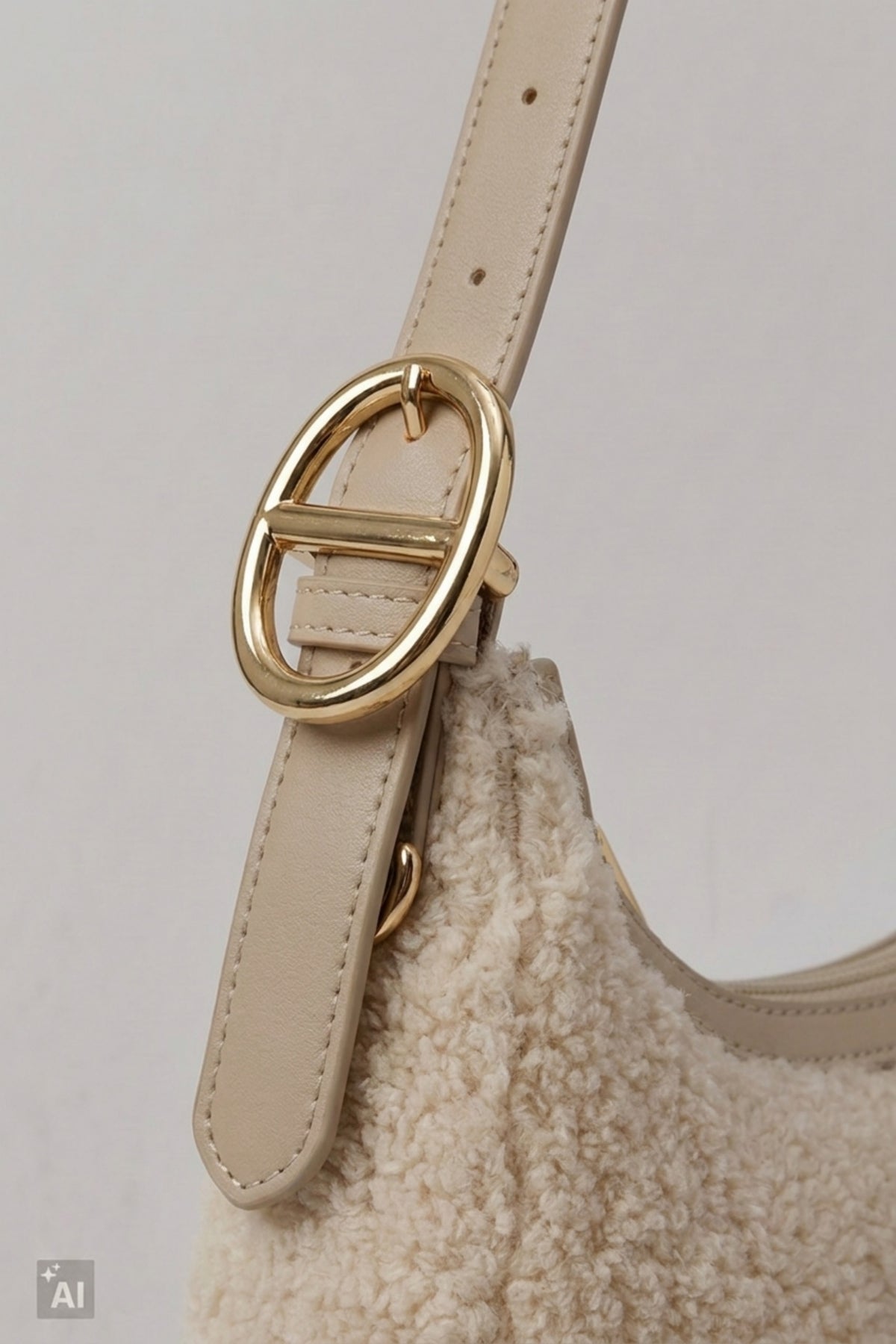 small teddy shoulder bag, ecru