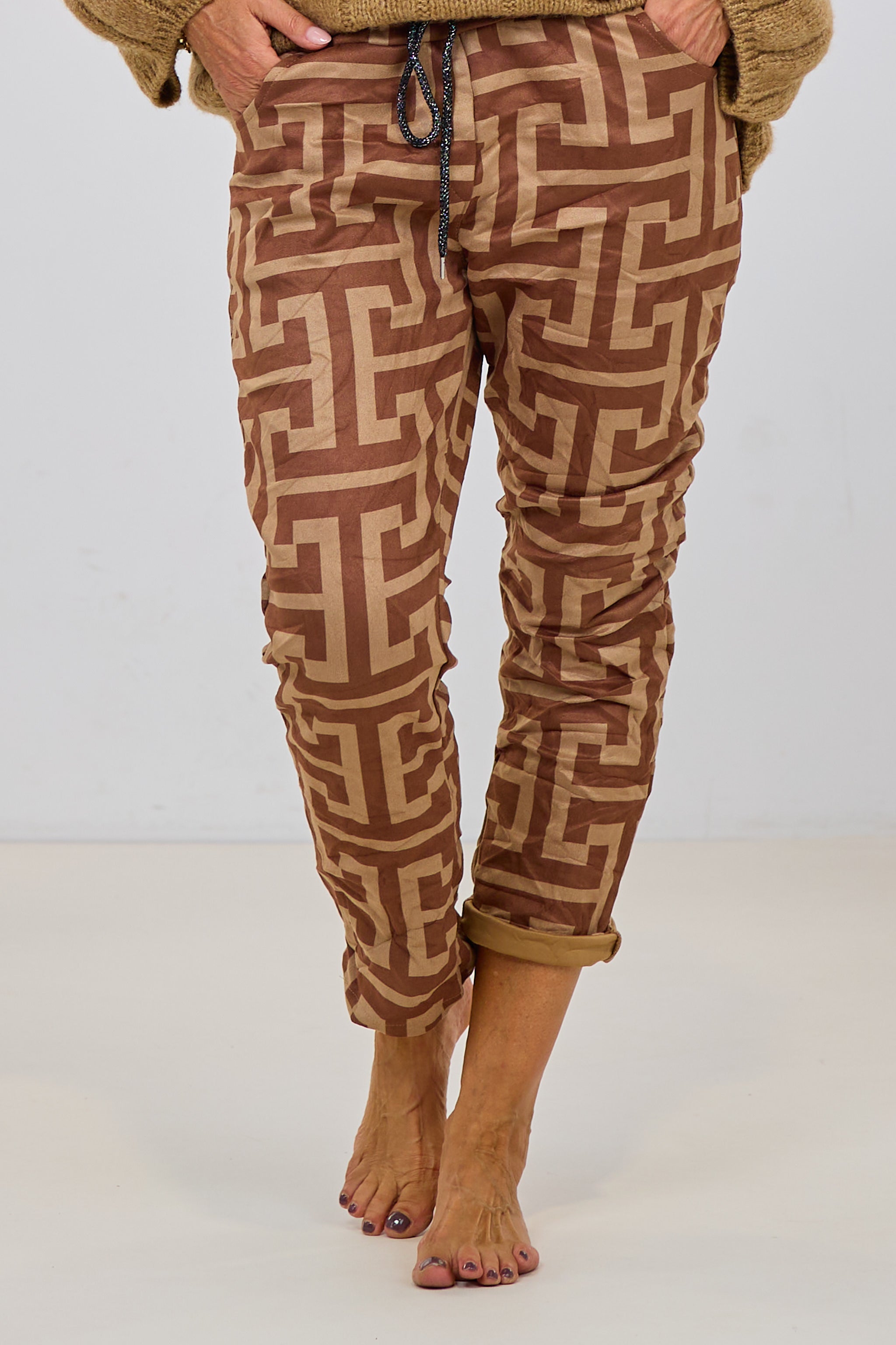 Samtig weiche Hose, taupe-camel