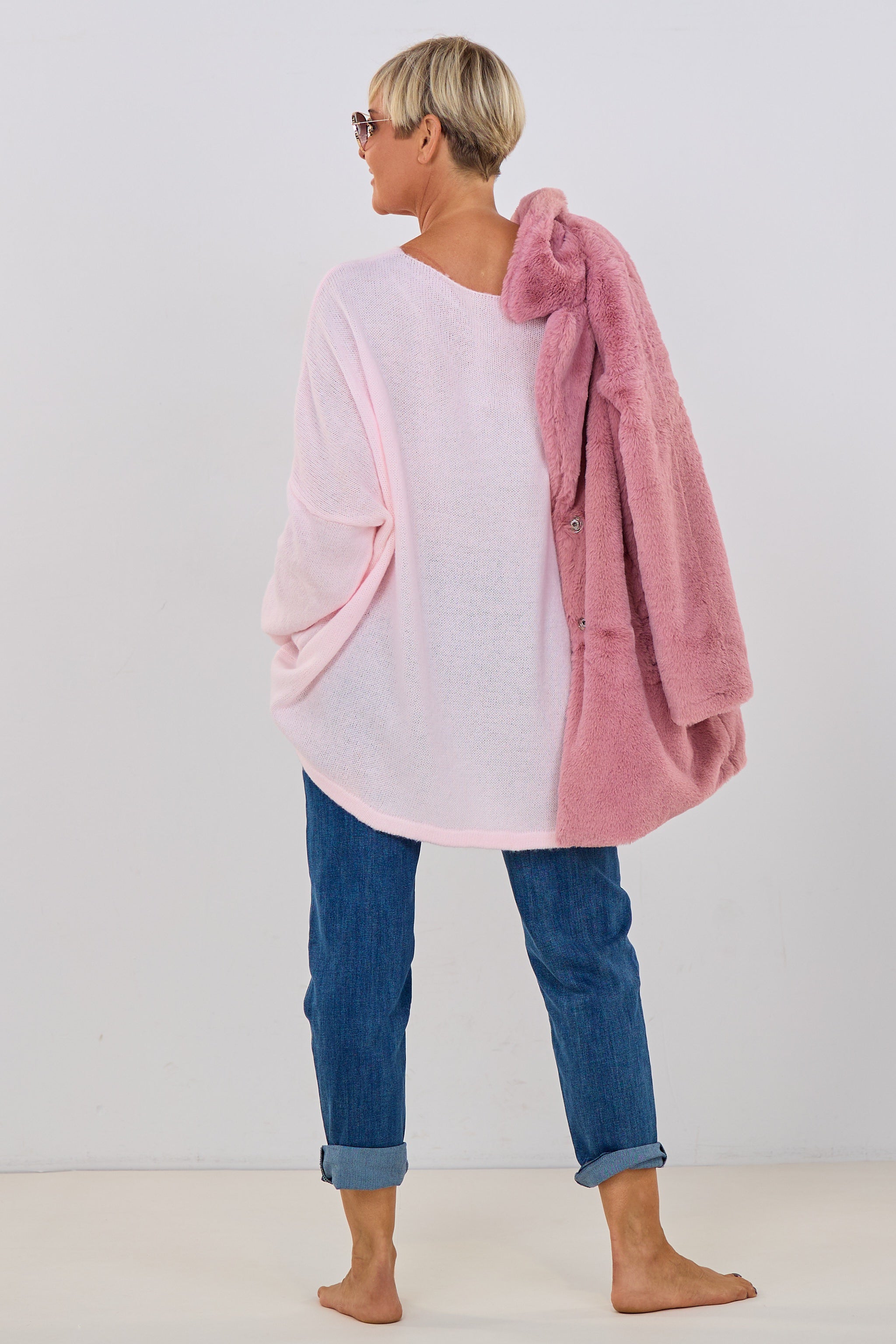Oversized Strickpulli amour, rosa-braun