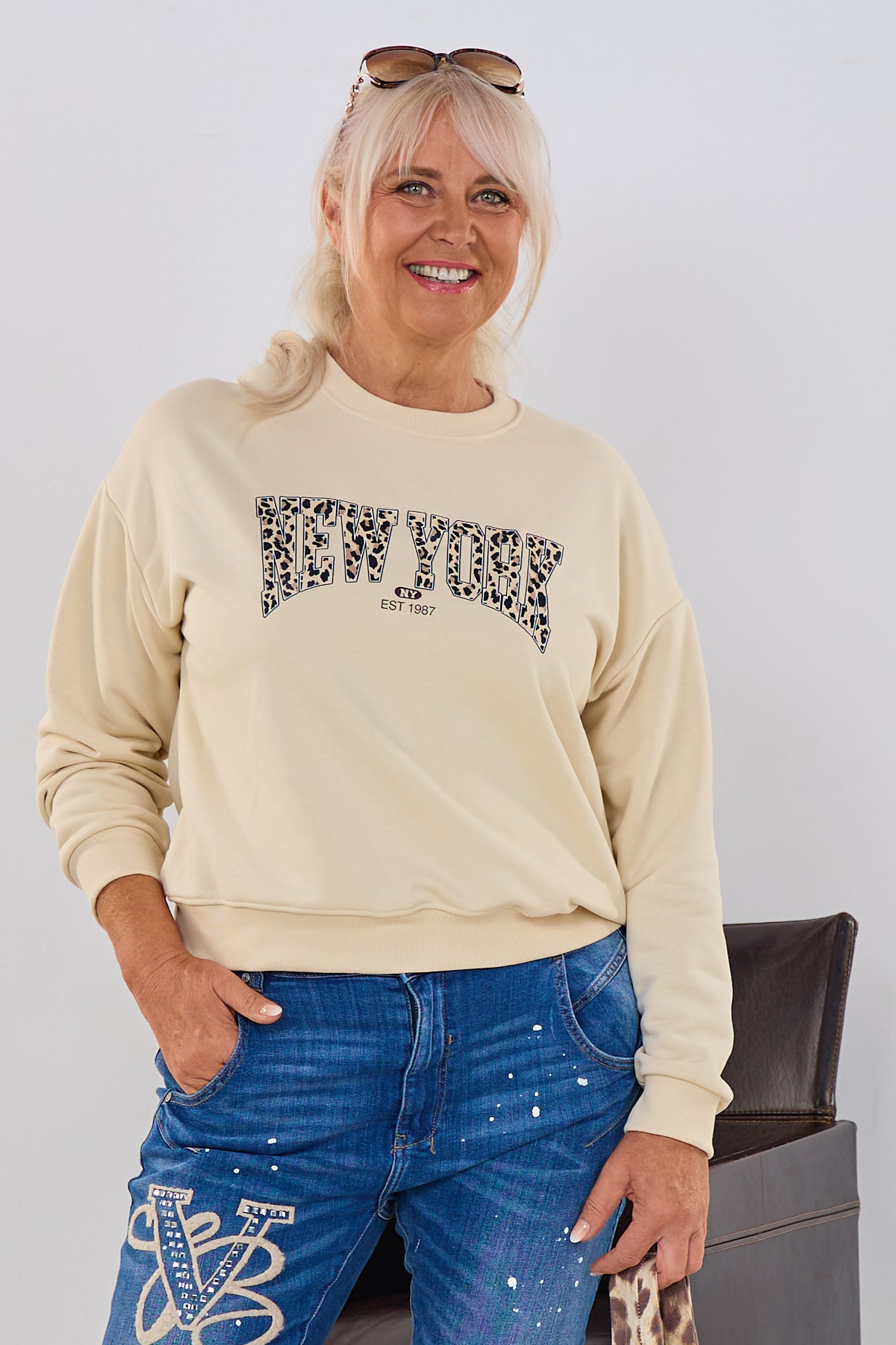 Sweaty NEW YORK, beige-leo