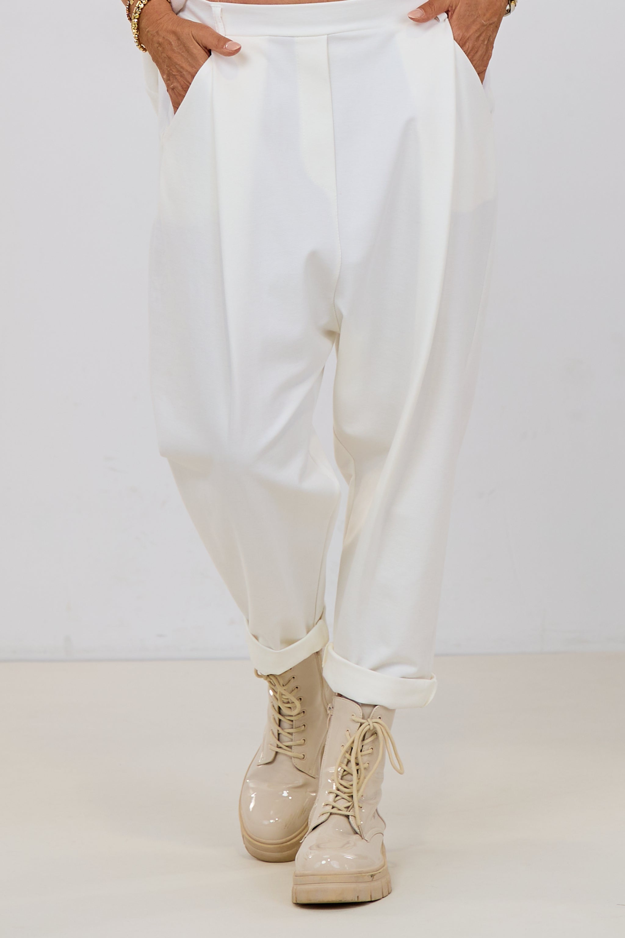 Elegante Baggy Hose, ecru