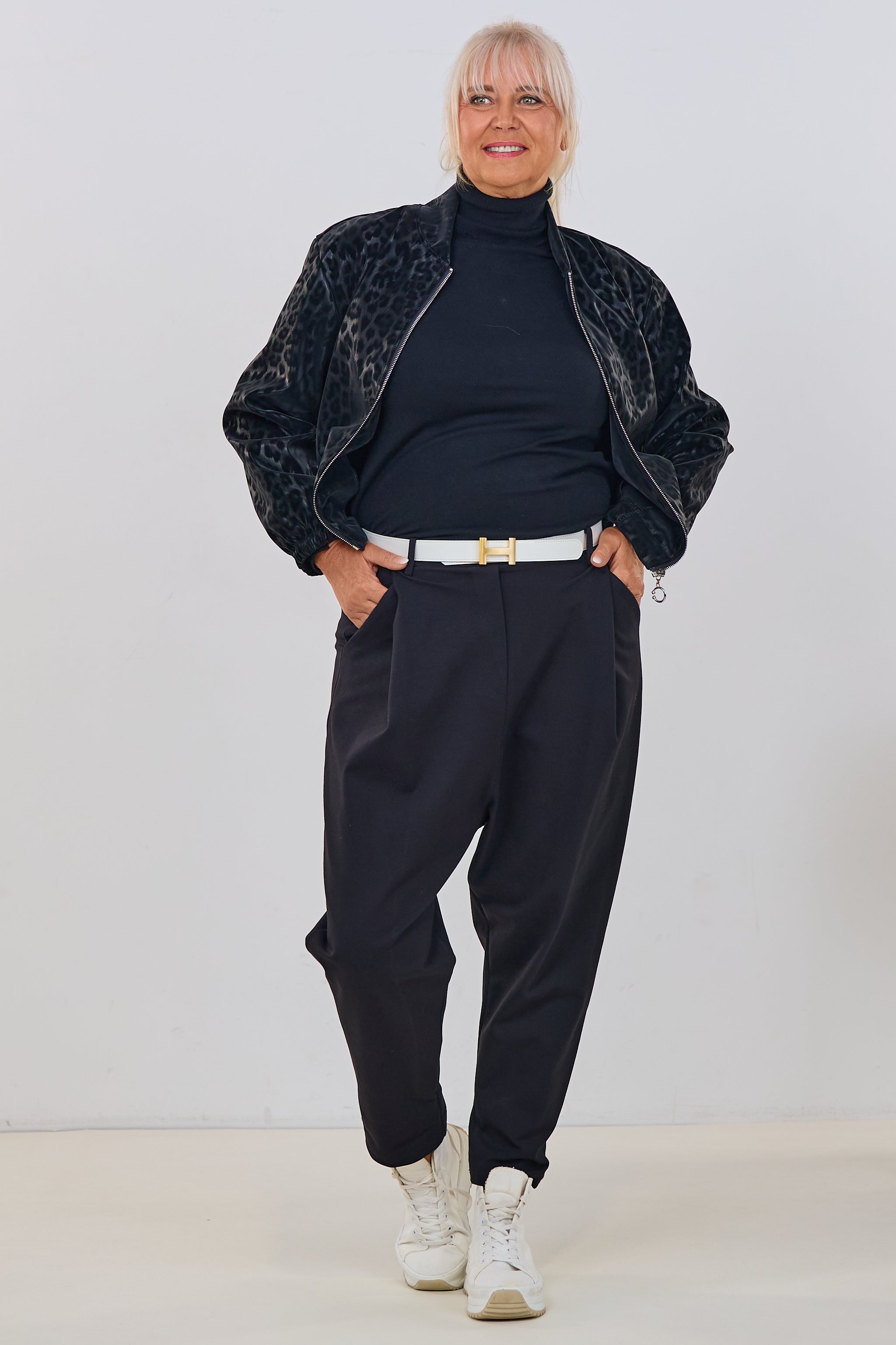 Elegante Baggy Hose, schwarz