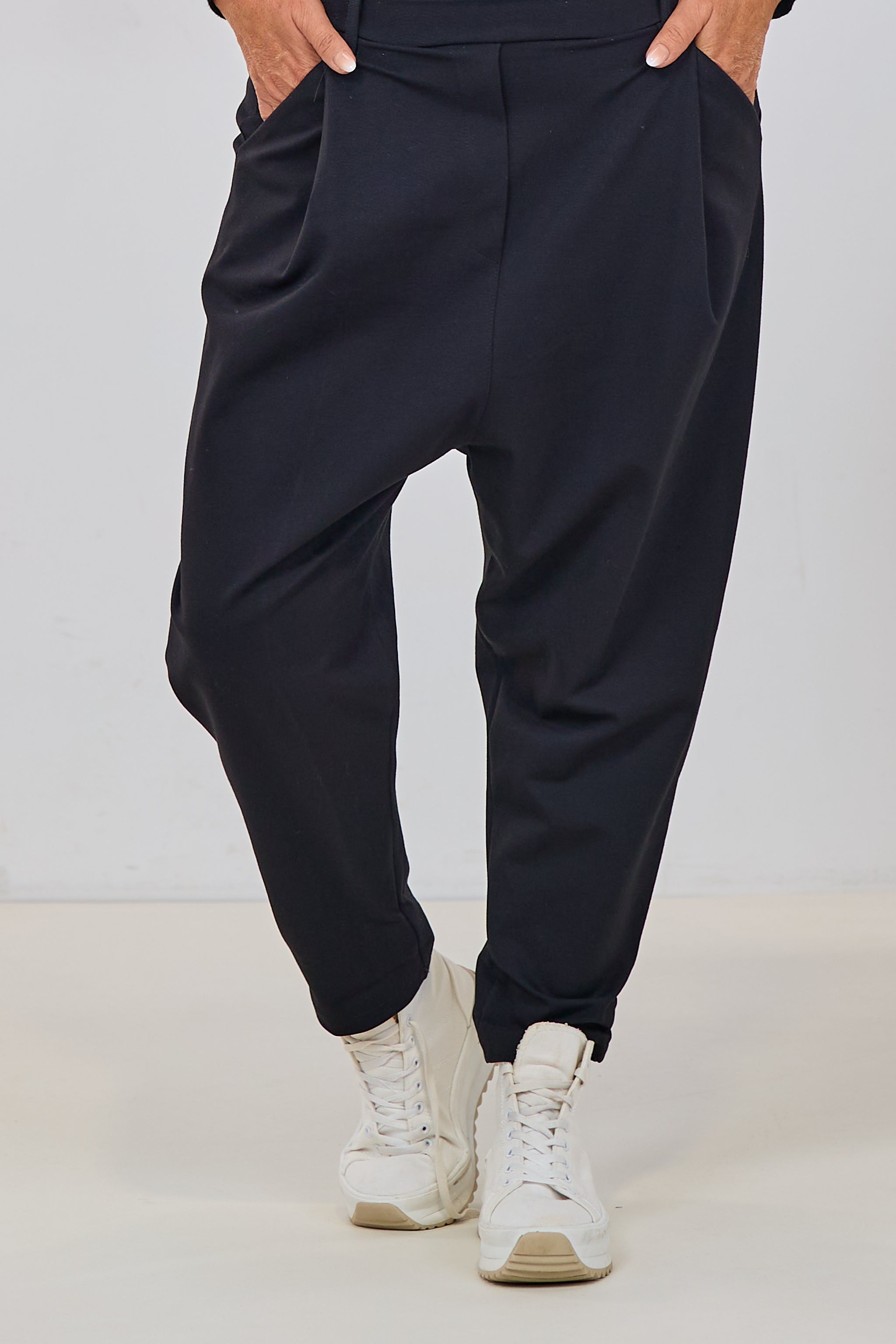 Elegante Baggy Hose, schwarz