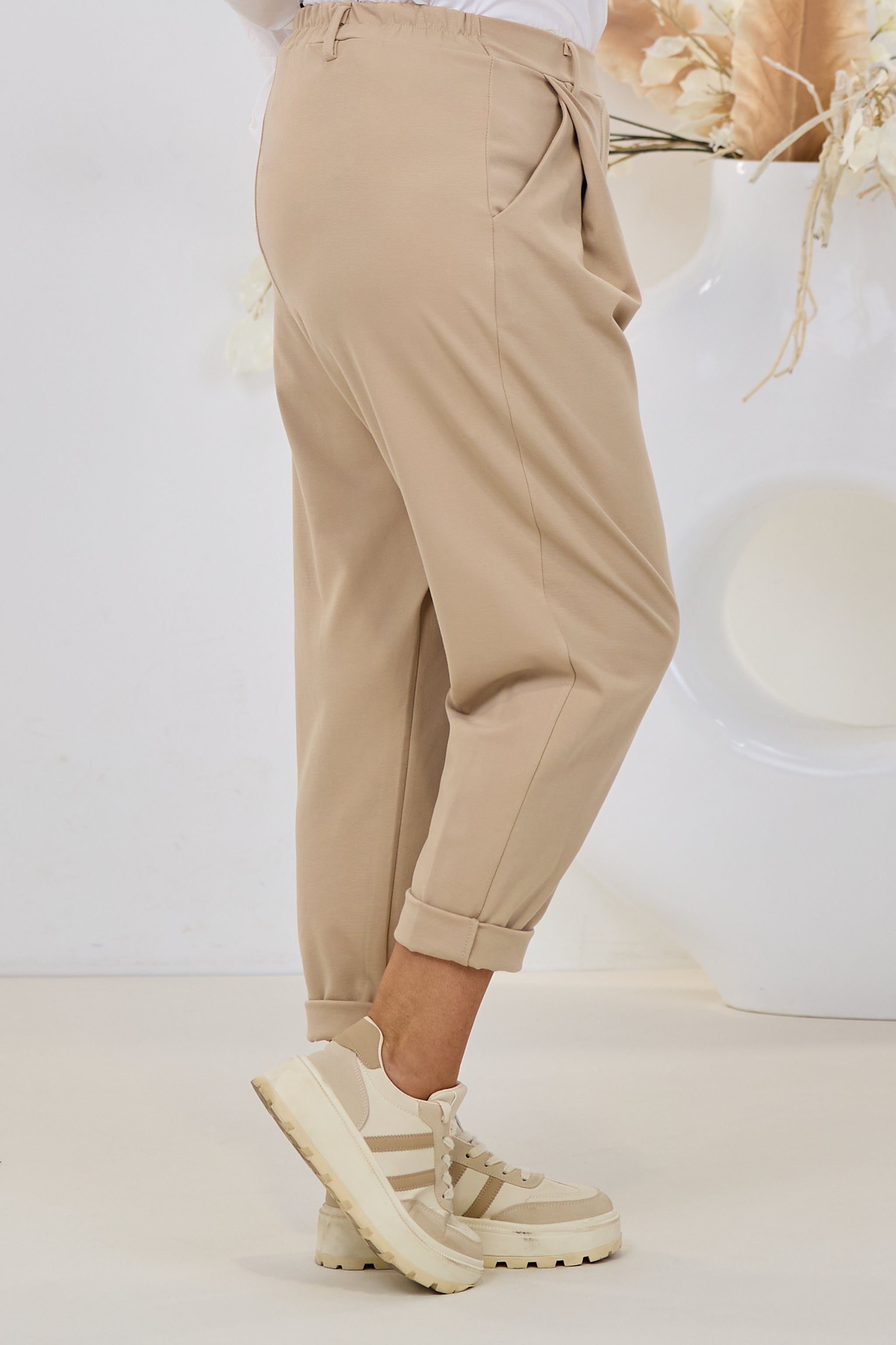 Elegante Baggy Hose, beige