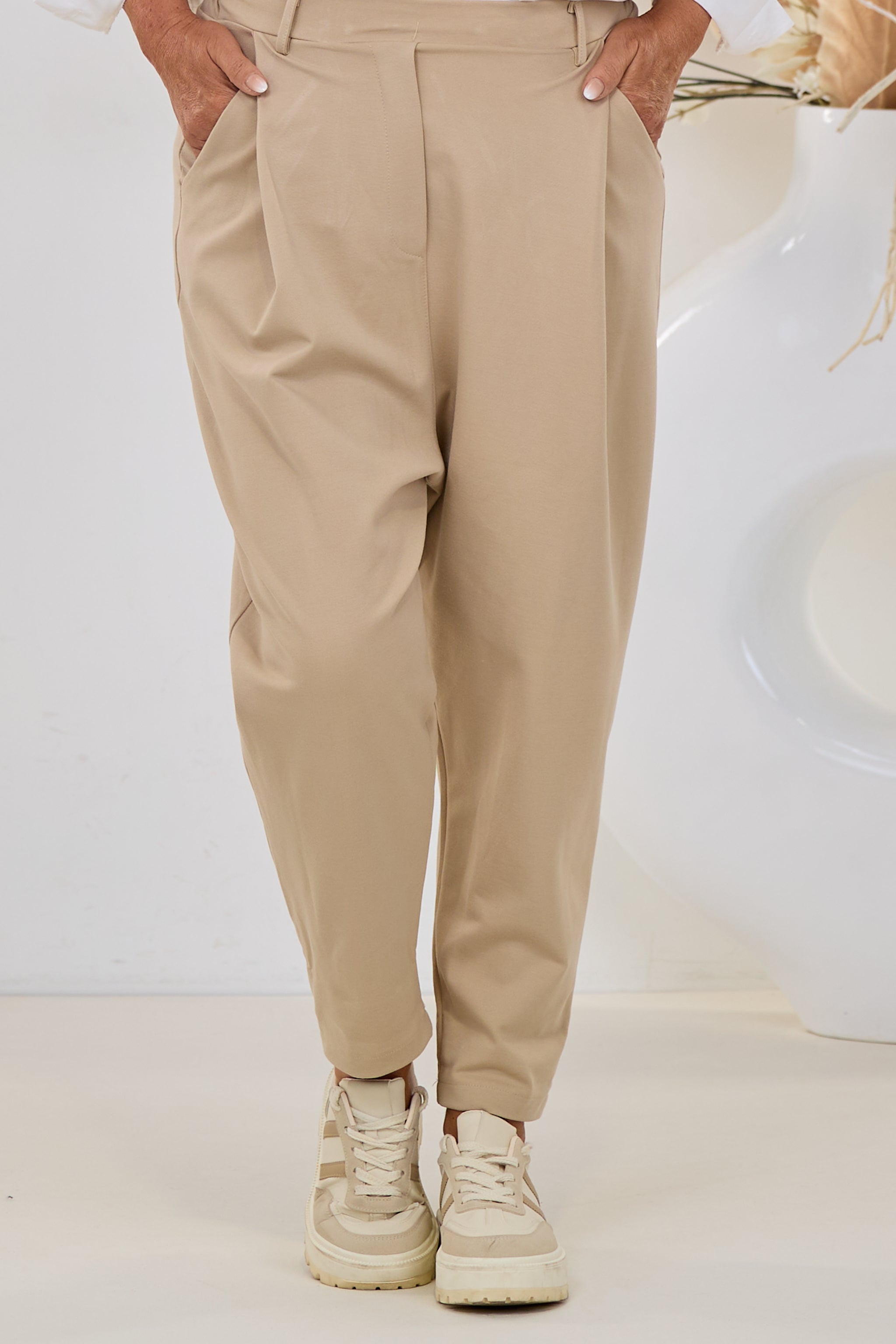 Elegante Baggy Hose, beige
