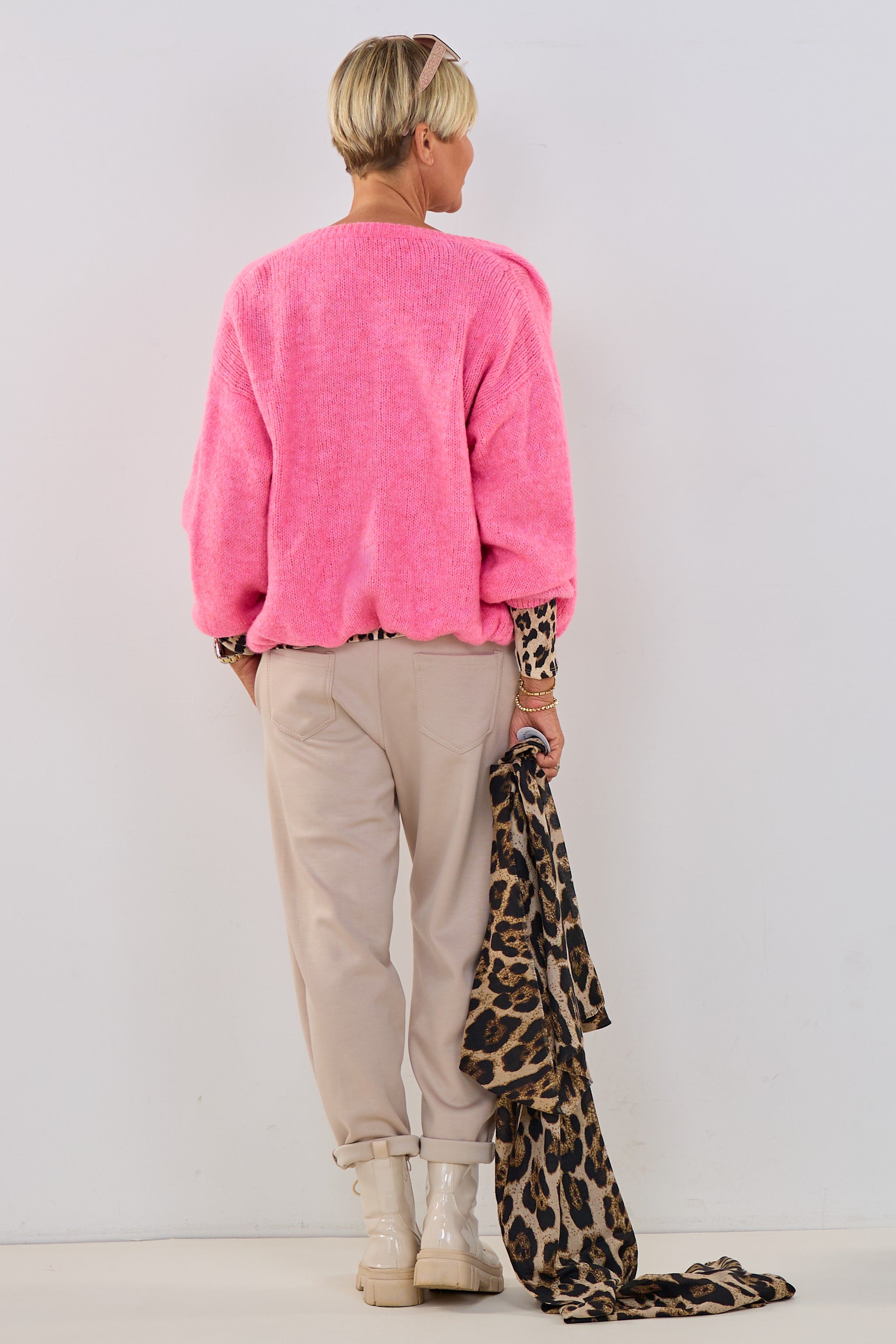 Cardigan mit naturfarbenen Knöpfen, pink