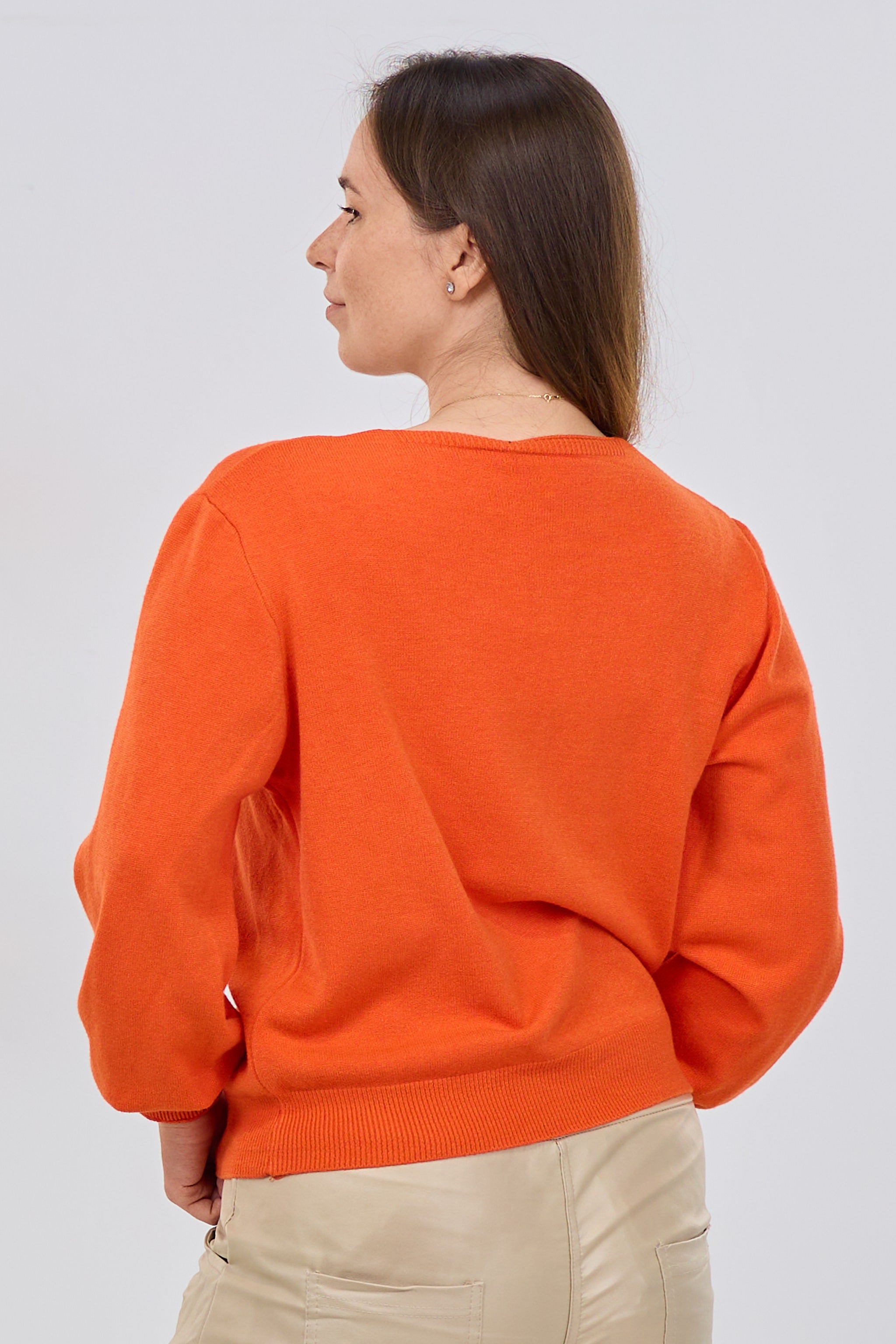 Feiner Cardigan mit Anstecknadeln, orange