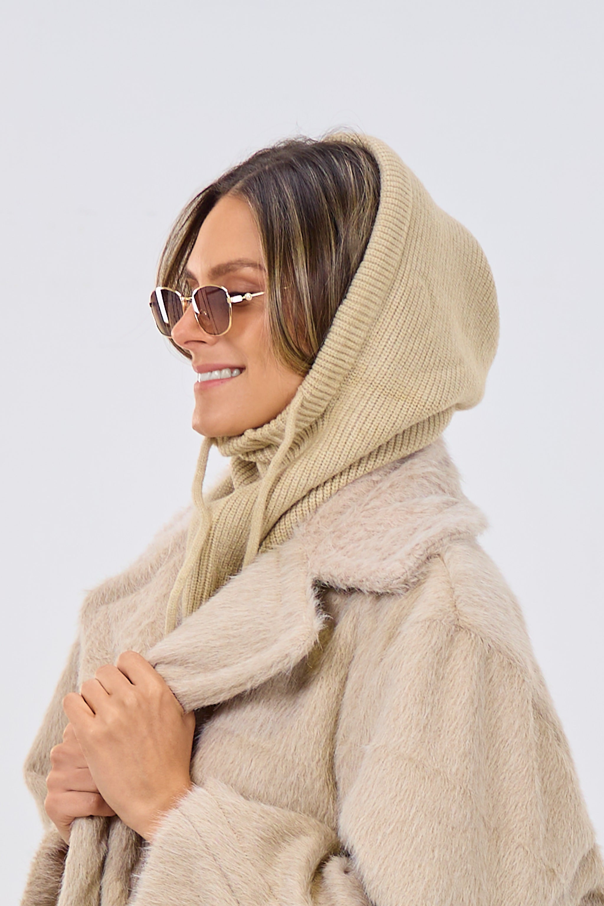 Kapuzenschal, beige