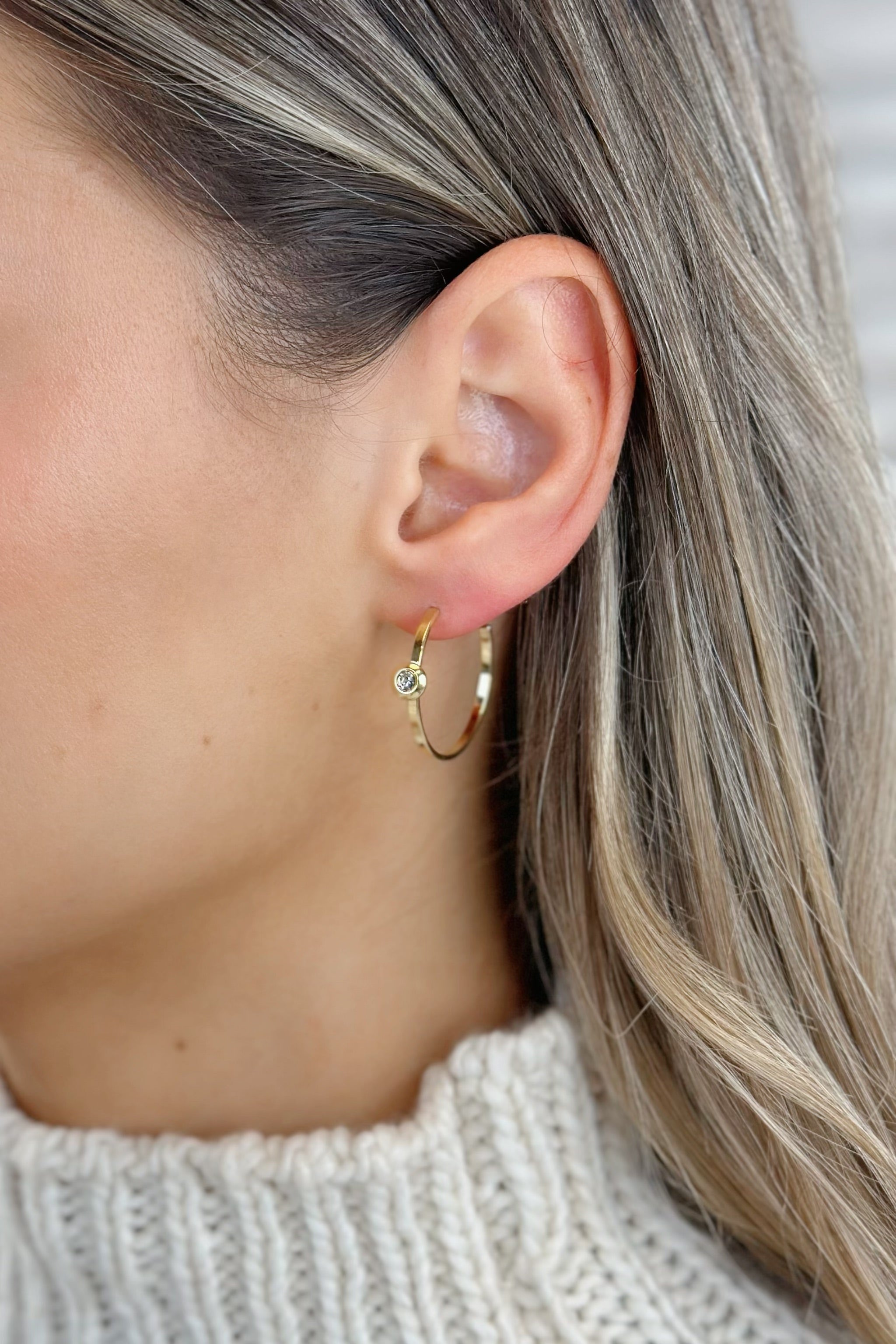 Creolen-Stecker mit Glitzersteinchen, goldfarben