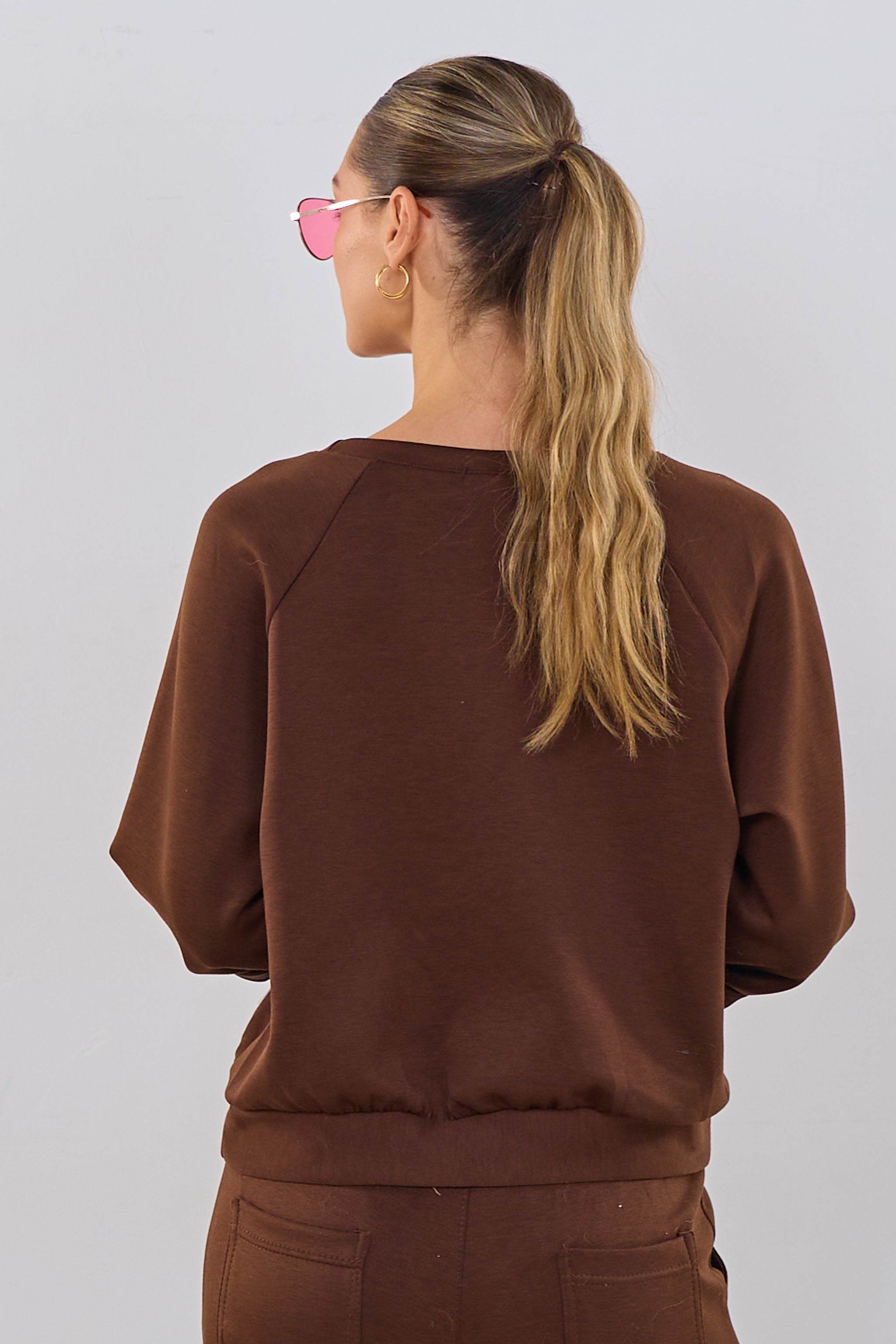 Cozy Shirt mit Herz, braun