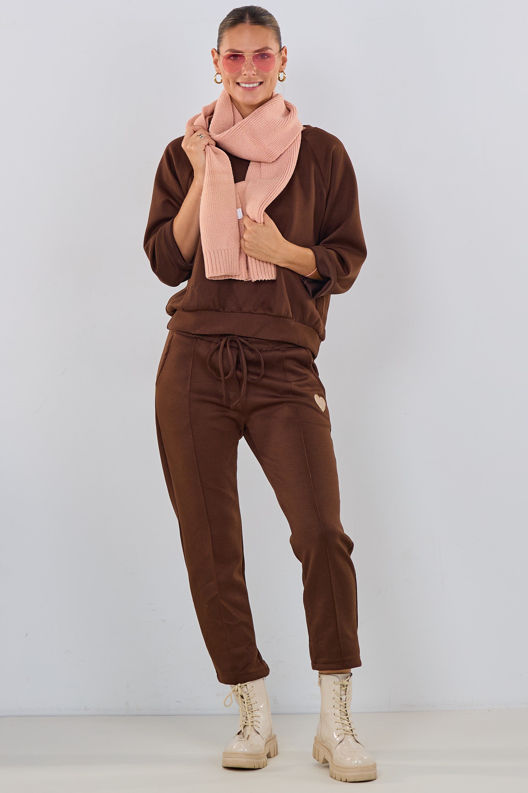 Cozy Hose mit kleinem Herz, braun