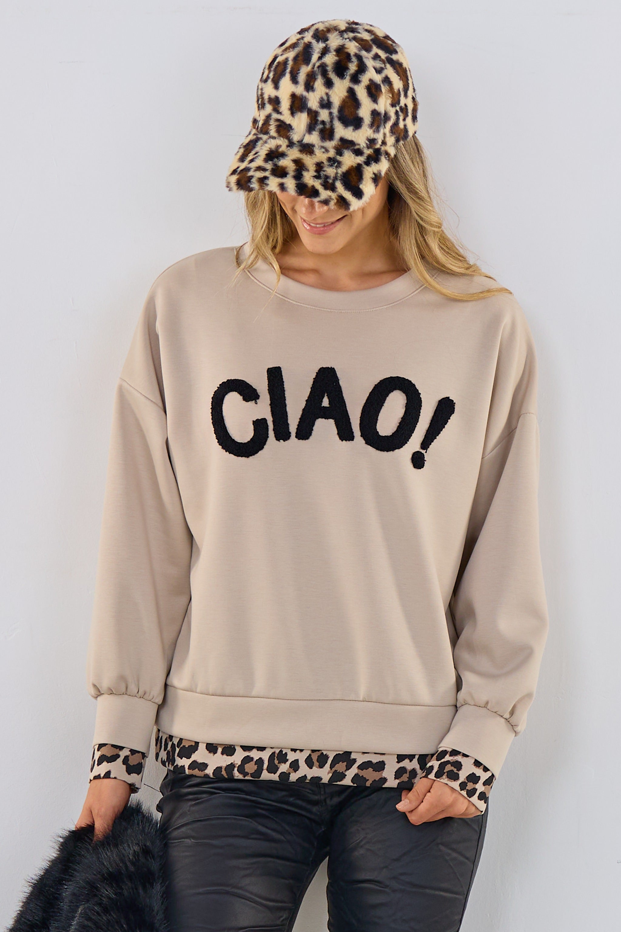Cozy Shirt CIAO!, beige-leo
