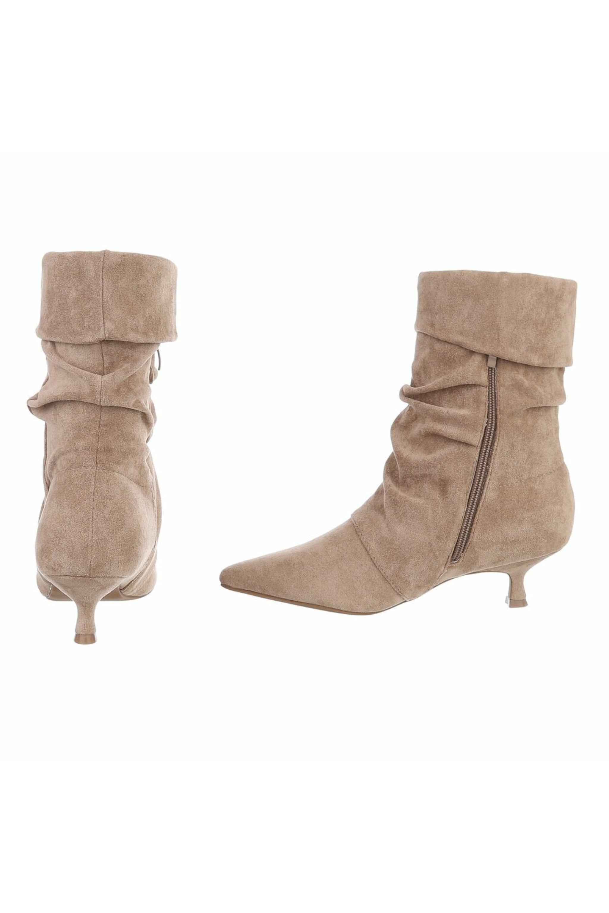 Spitze Stiefelette in Wildlederoptik, beige