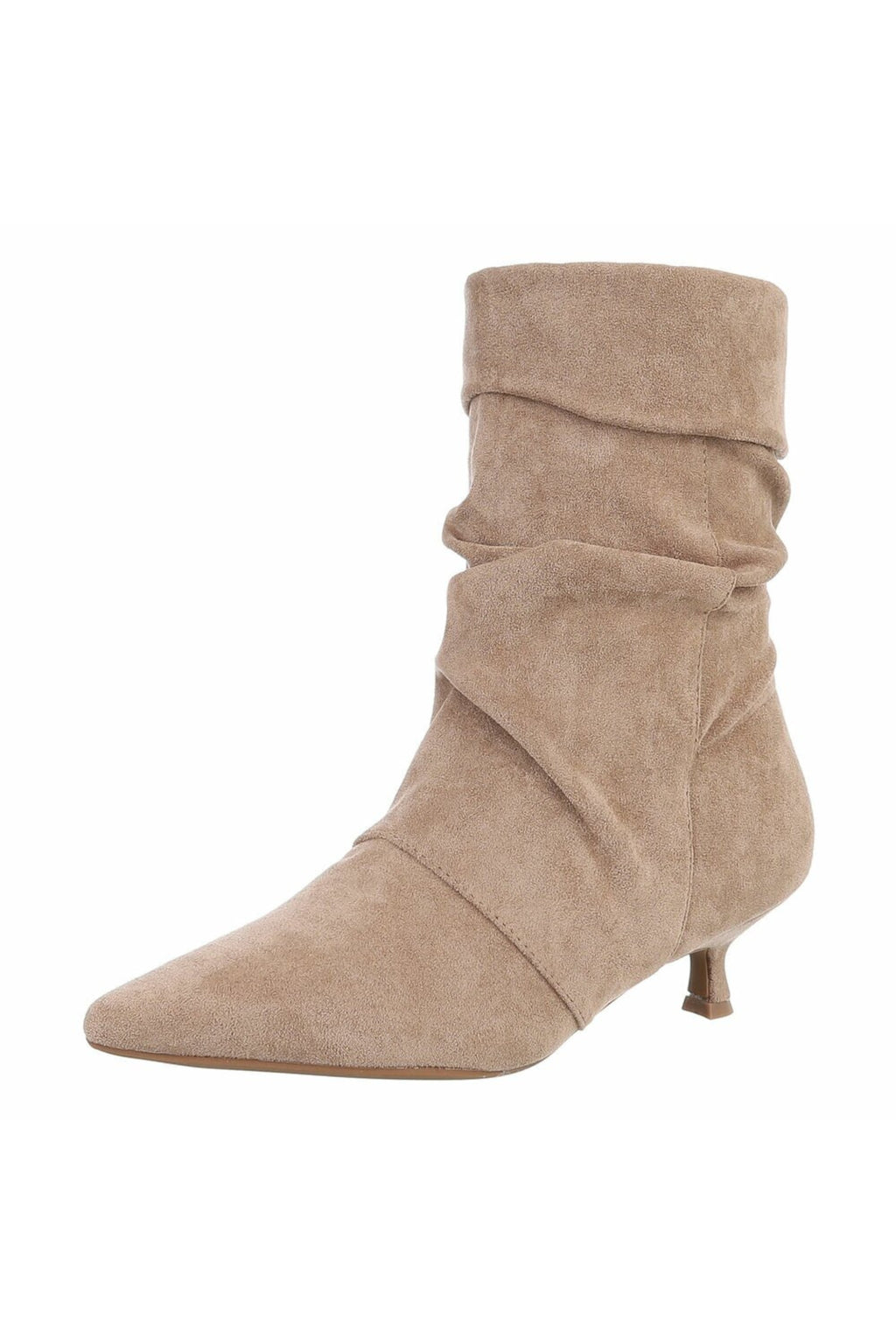 Spitze Stiefelette in Wildlederoptik, beige