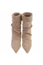 Spitze Stiefelette in Wildlederoptik, beige