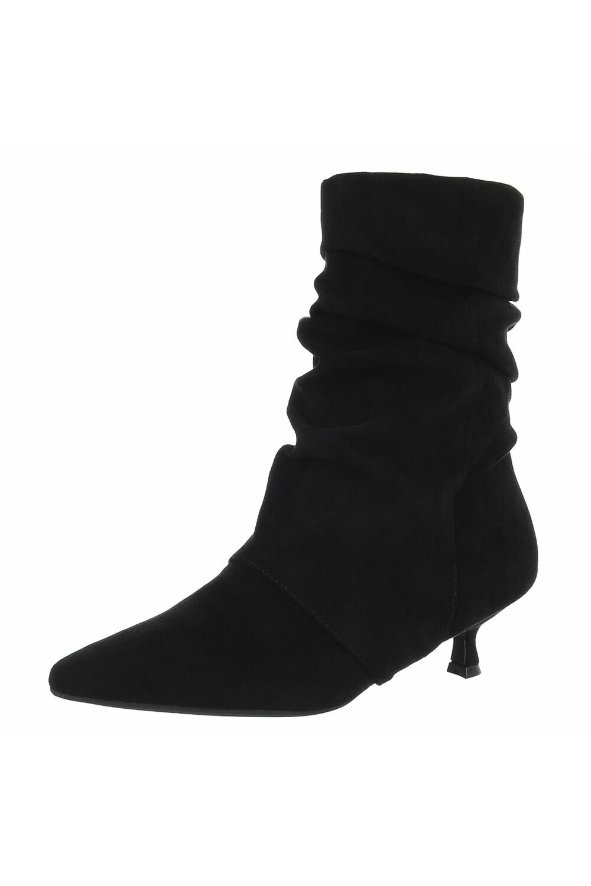 Spitze Stiefelette in Wildlederoptik, schwarz
