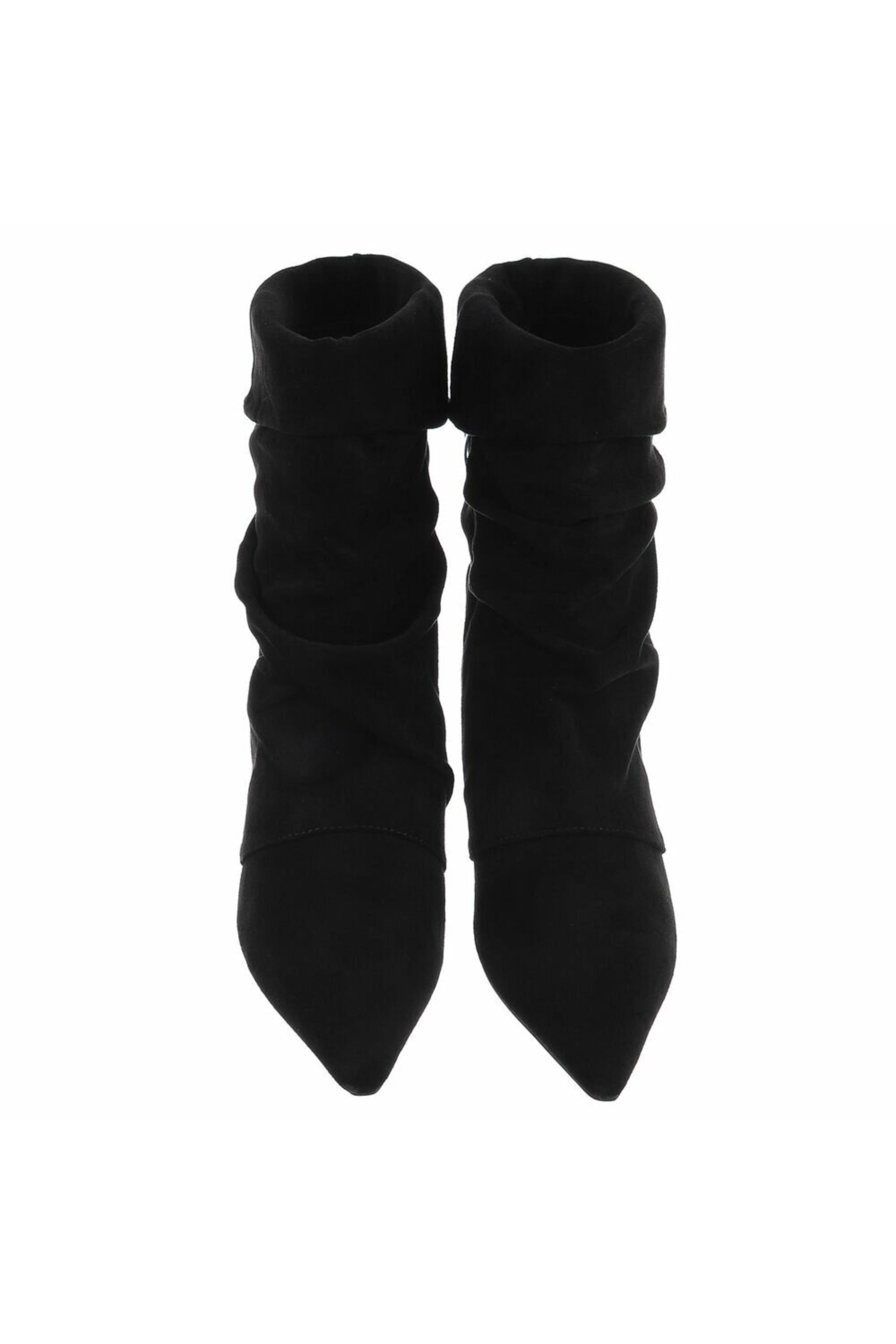 Spitze Stiefelette in Wildlederoptik, schwarz