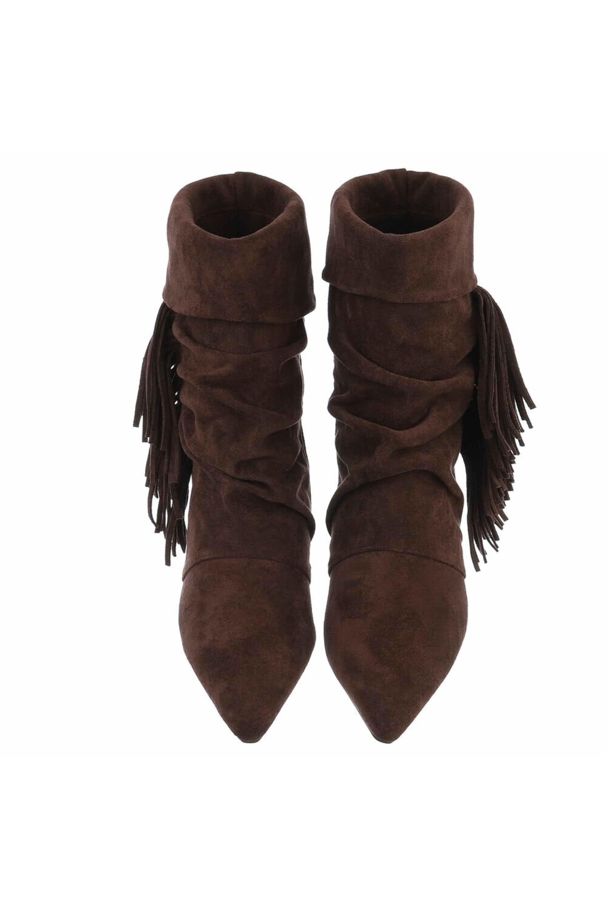 Stiefelette in Wildlederoptik mit Fransen, braun