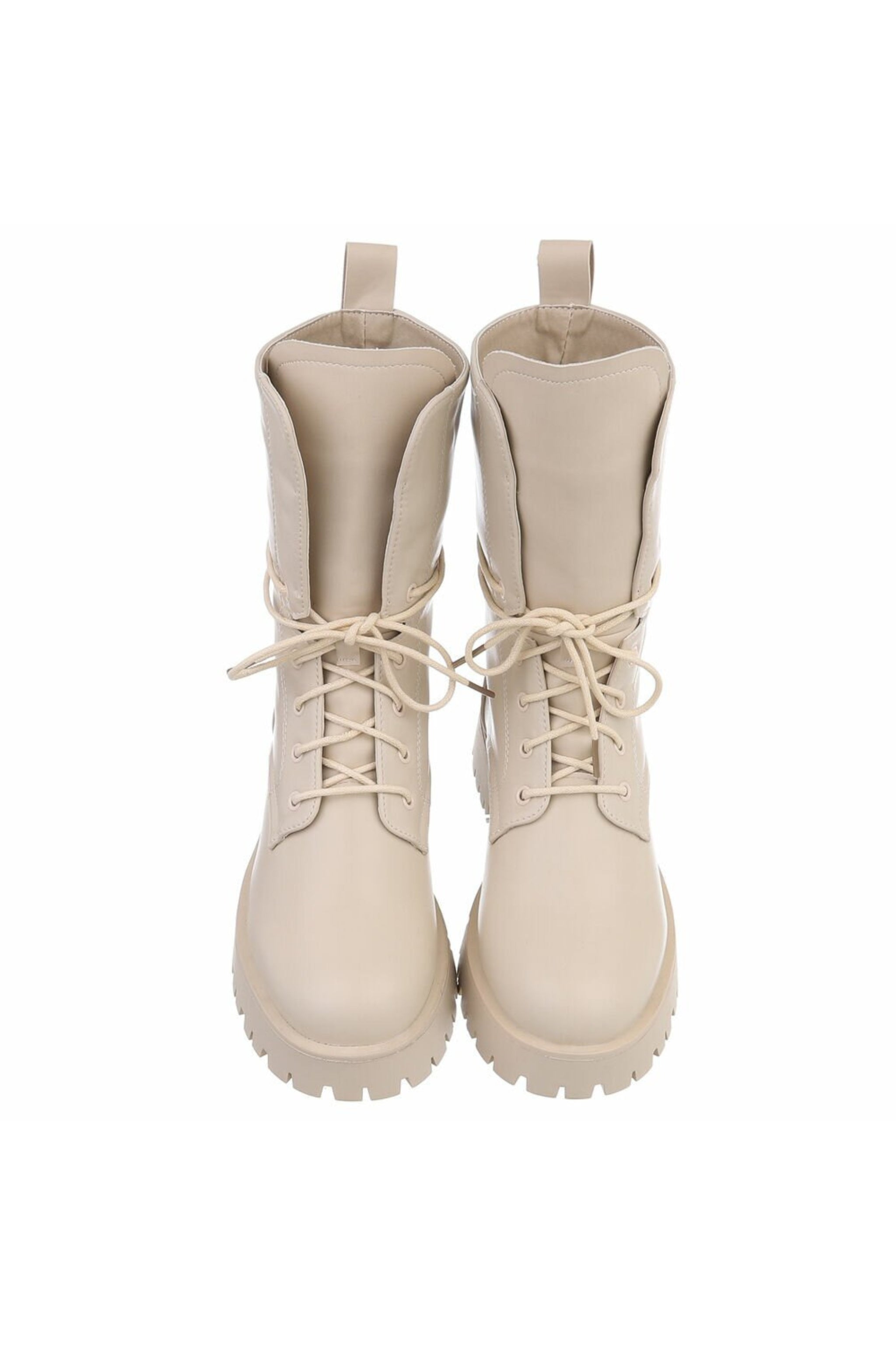 Chunky Schnürstiefel, beige