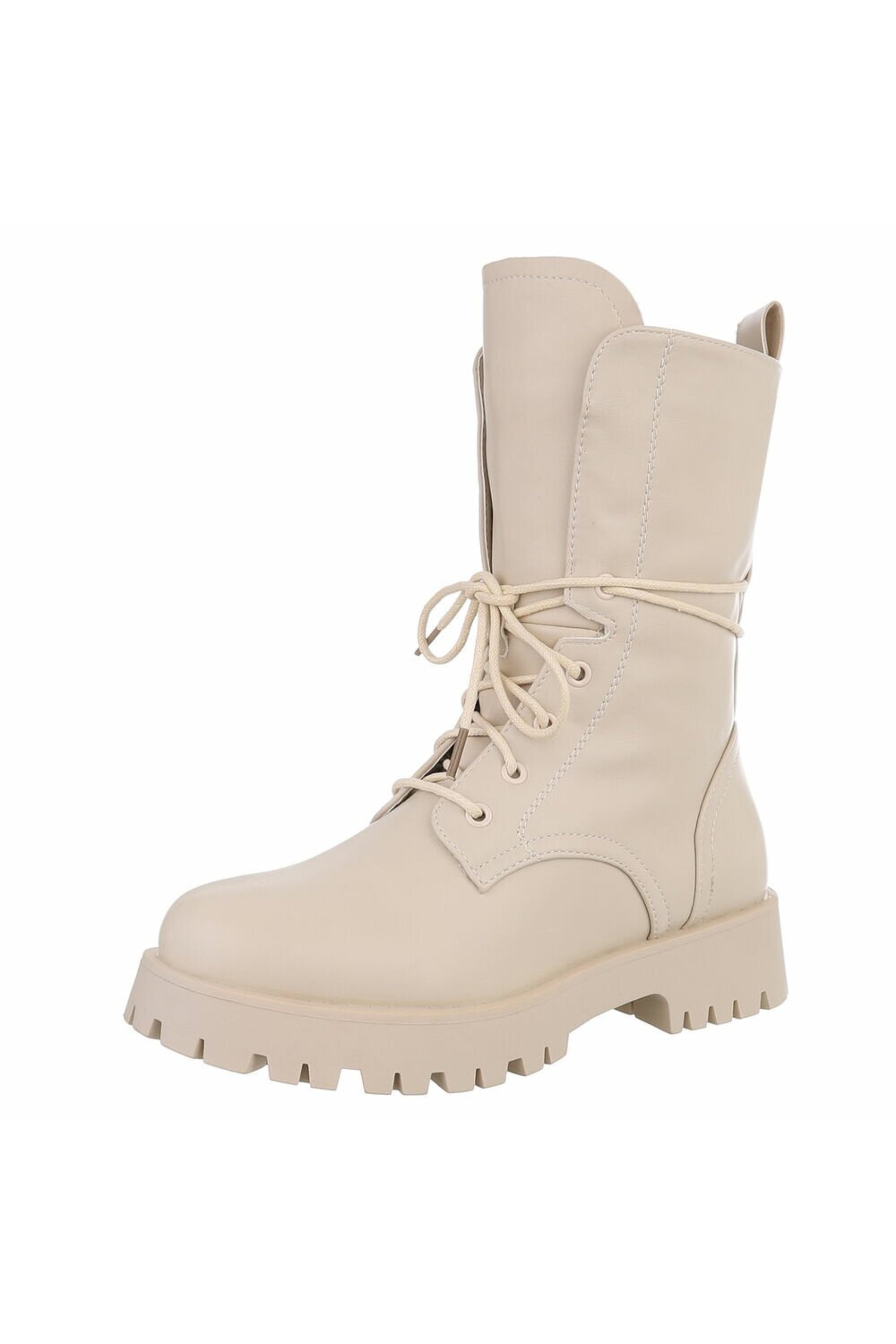 Chunky Schnürstiefel, beige