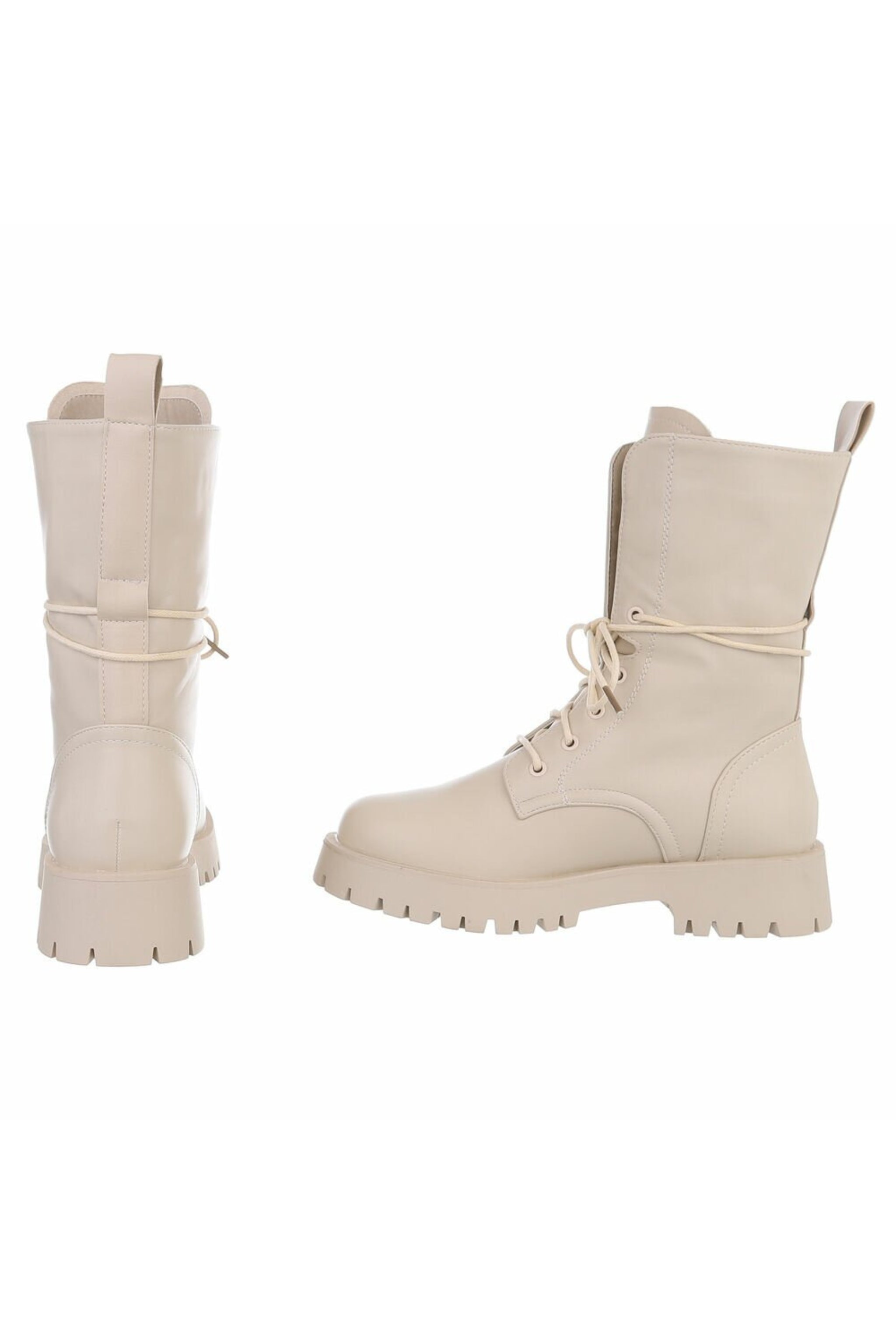 Chunky Schnürstiefel, beige