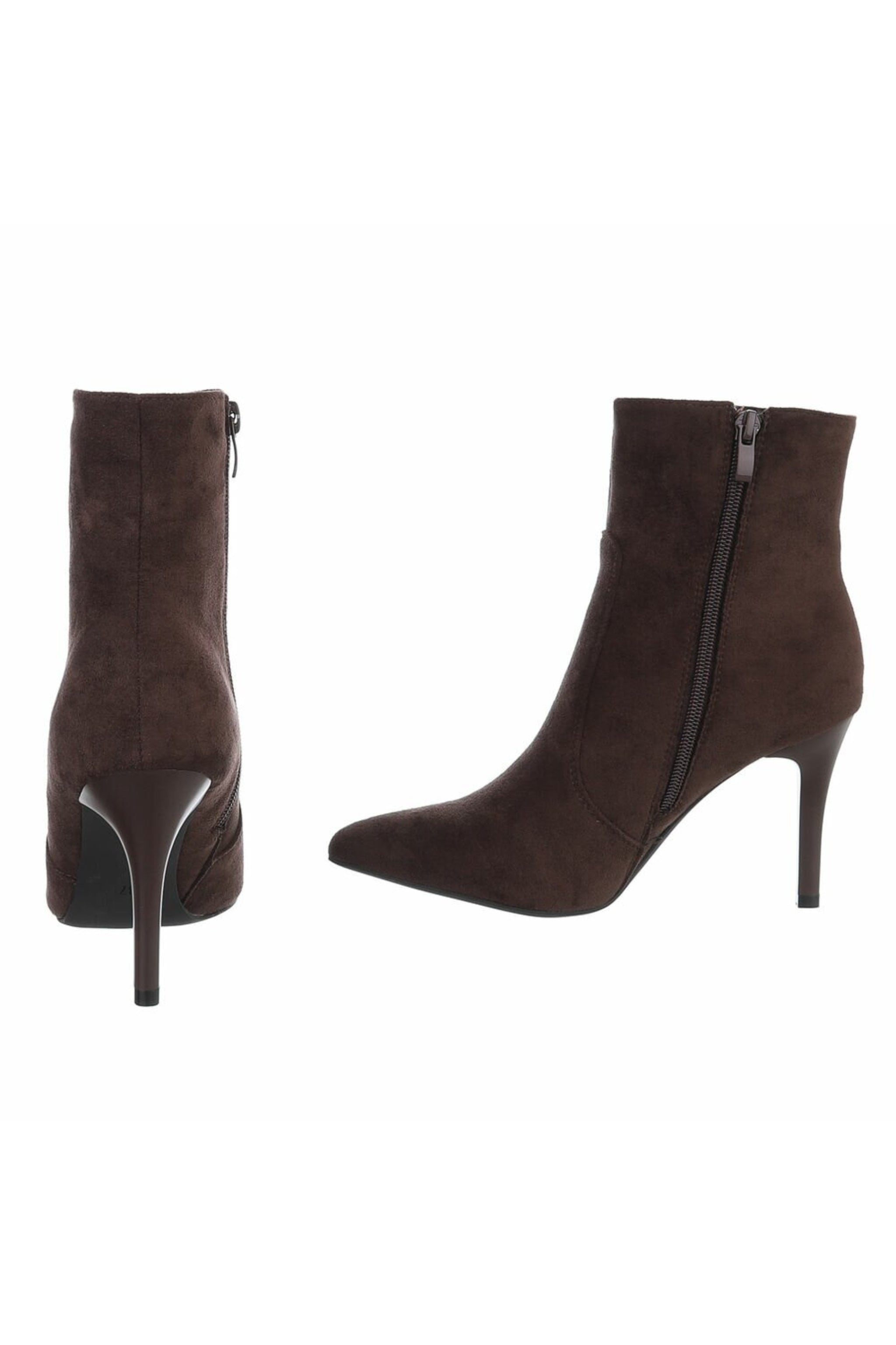 High-Heel Stiefelette in Wildlederoptik, braun