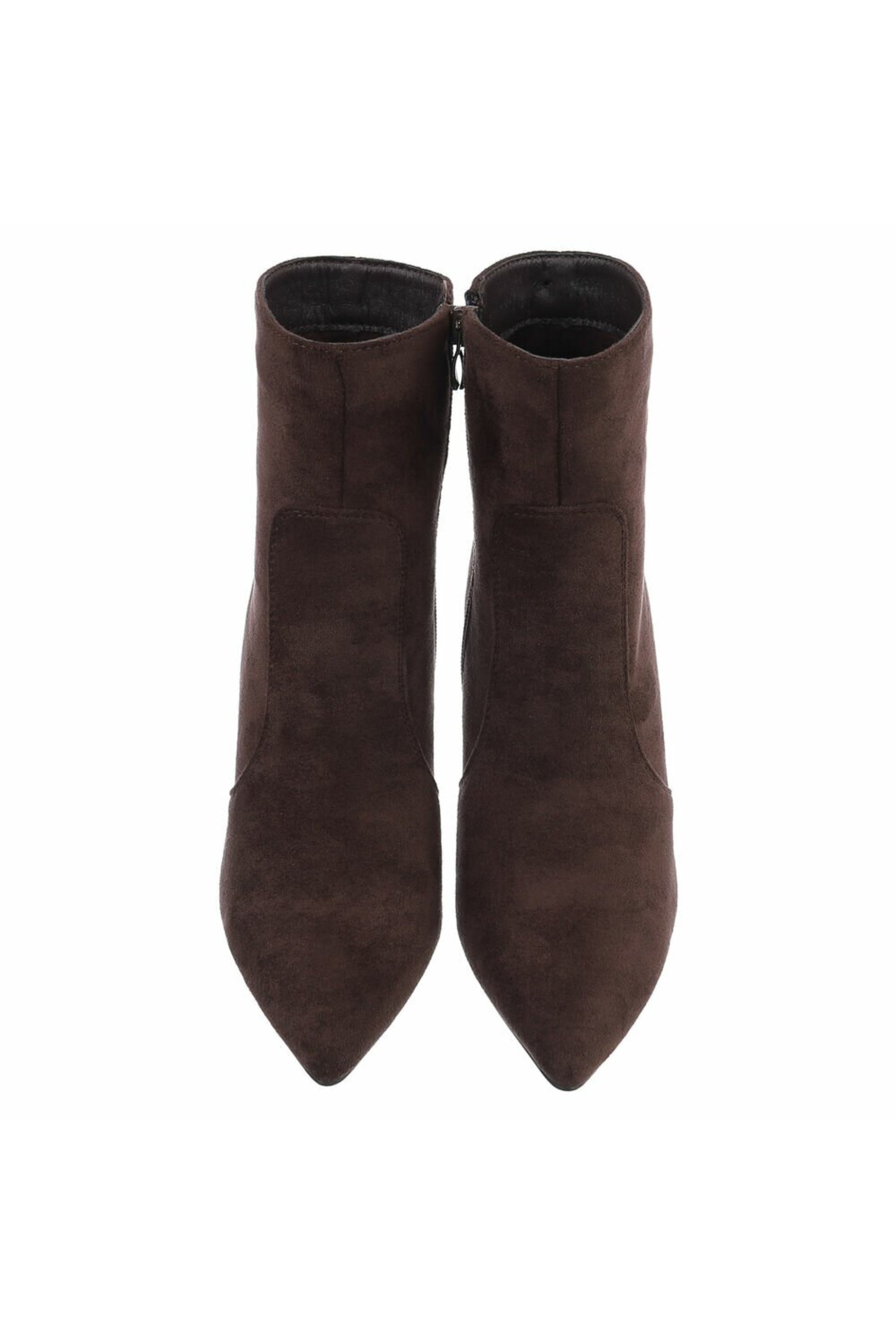 High-Heel Stiefelette in Wildlederoptik, braun