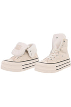Teddy High-Top Plateau Sneaker in beige
