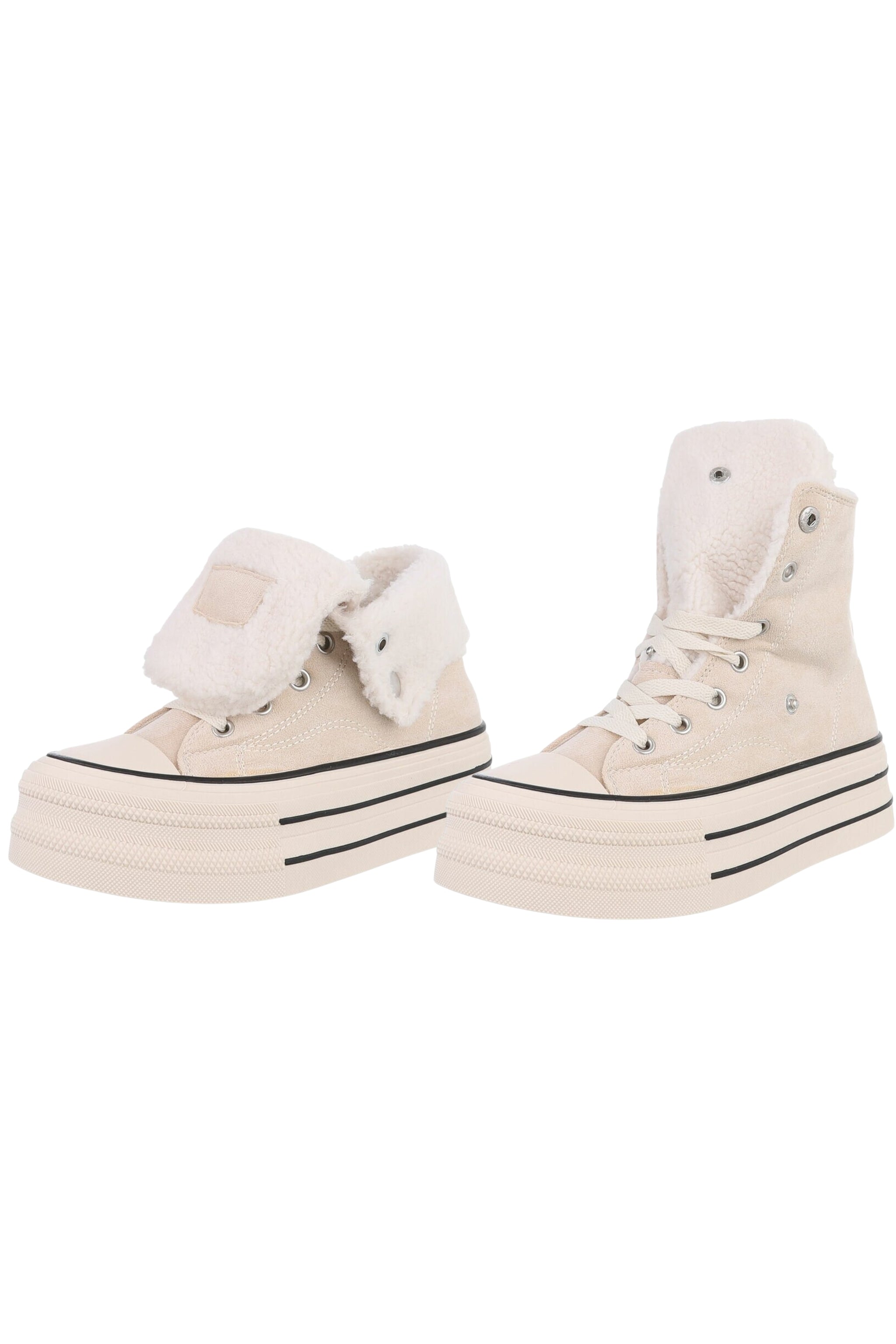 Teddy High-Top Plateau Sneaker in beige
