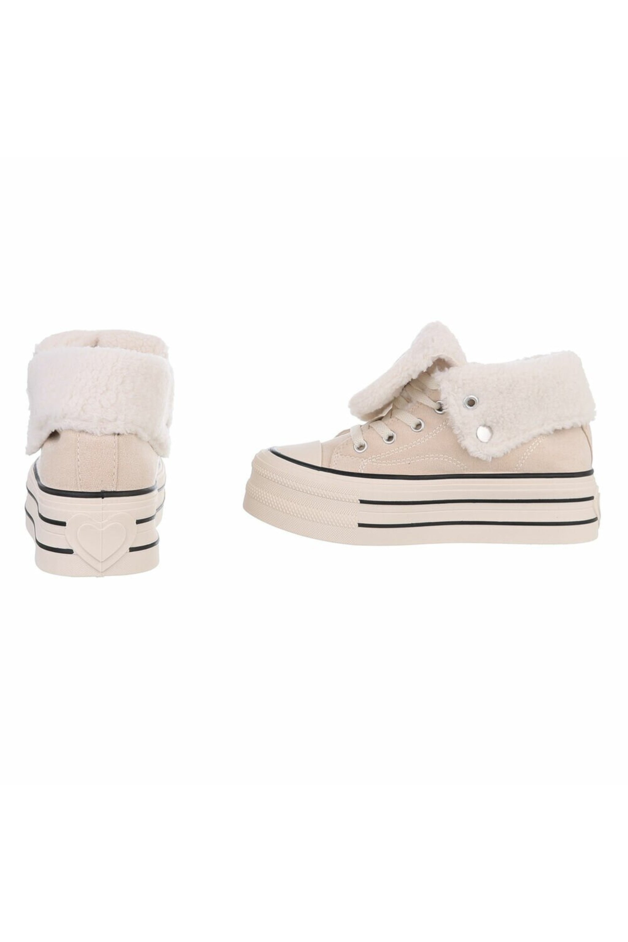 Teddy High-Top Plateau Sneaker in beige